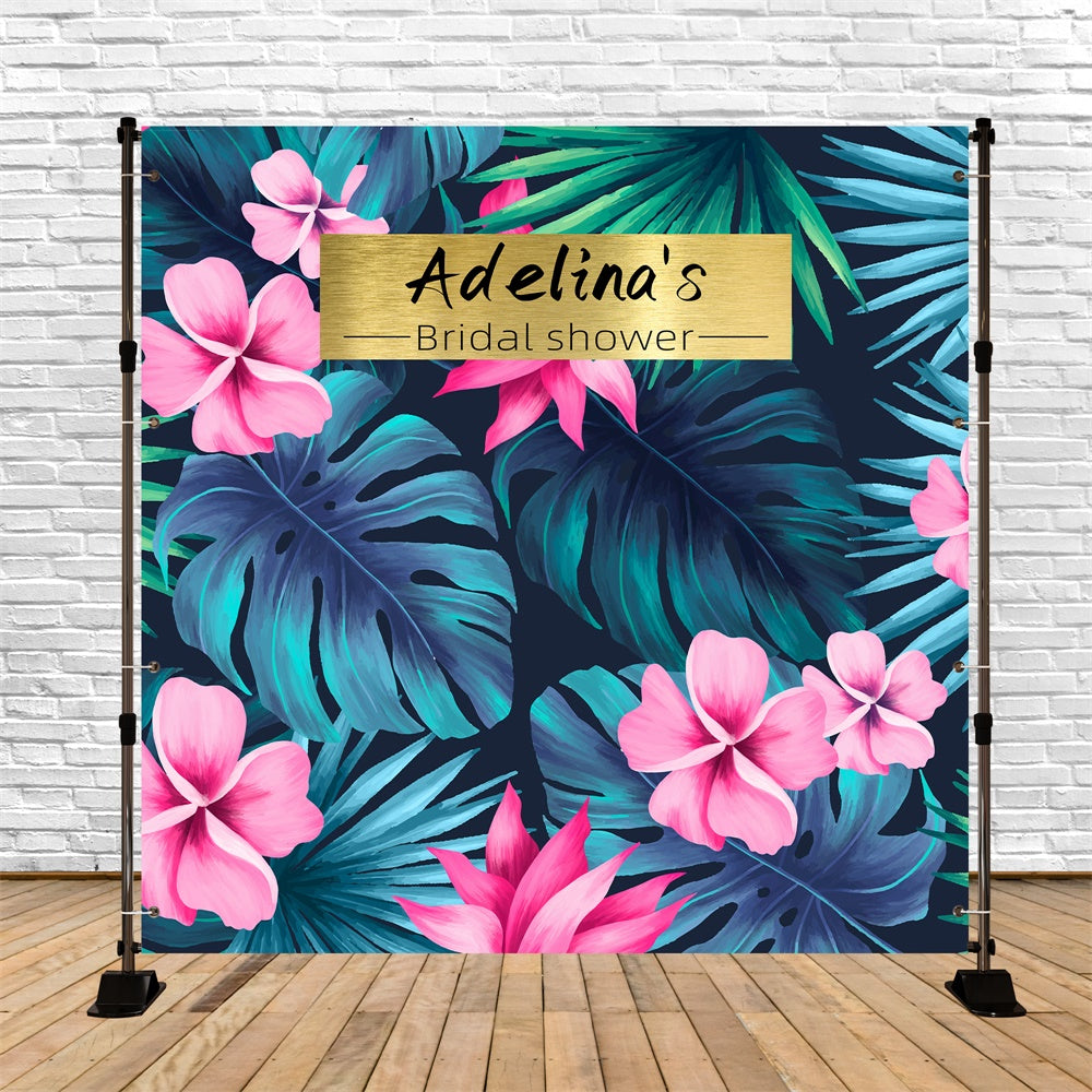 Toile de fond Bridal Shower Personnalisable Idées Palmier Tropical Floral LXX5-172