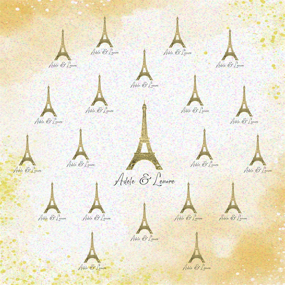 Toile de fond Mariage Photo Tour Eiffel Dorée LXX5-174