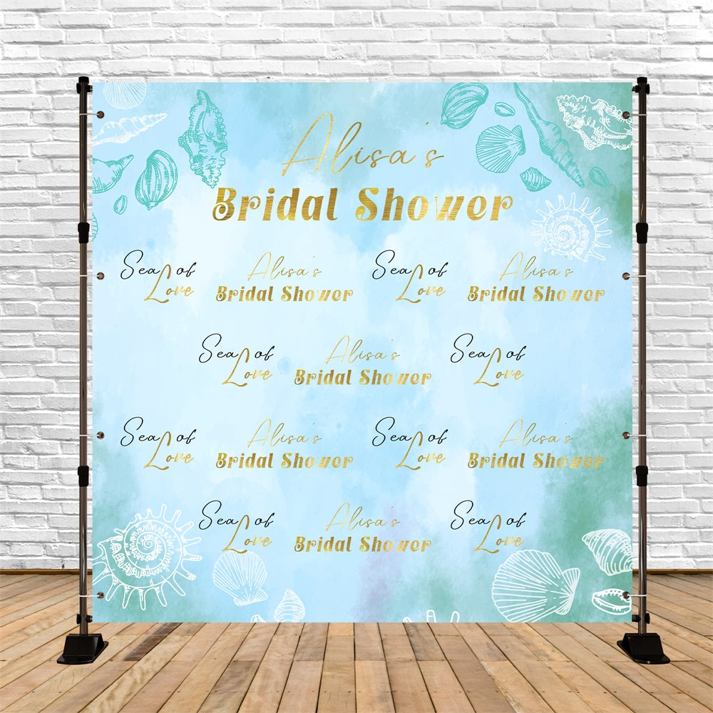 Toile de fond Bridal Shower Coquillages Océan Bleu Aquarelle LXX5-176