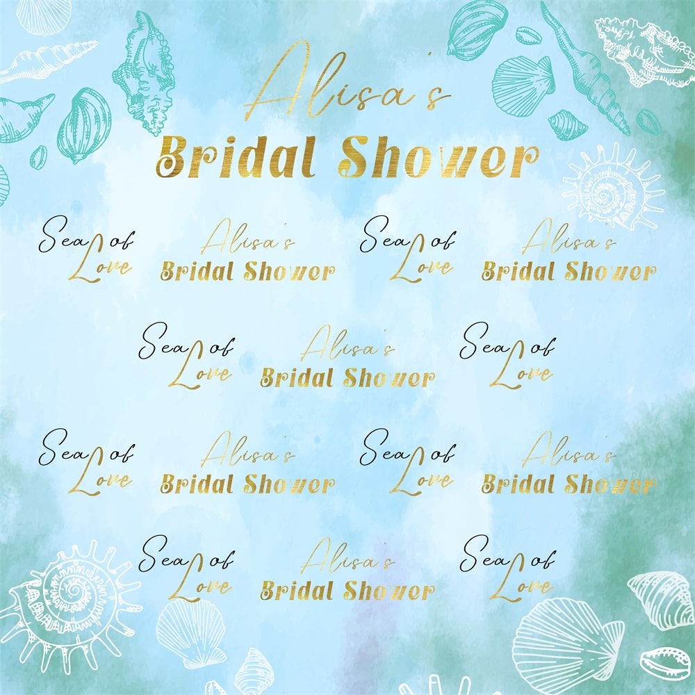 Toile de fond Bridal Shower Coquillages Océan Bleu Aquarelle LXX5-176