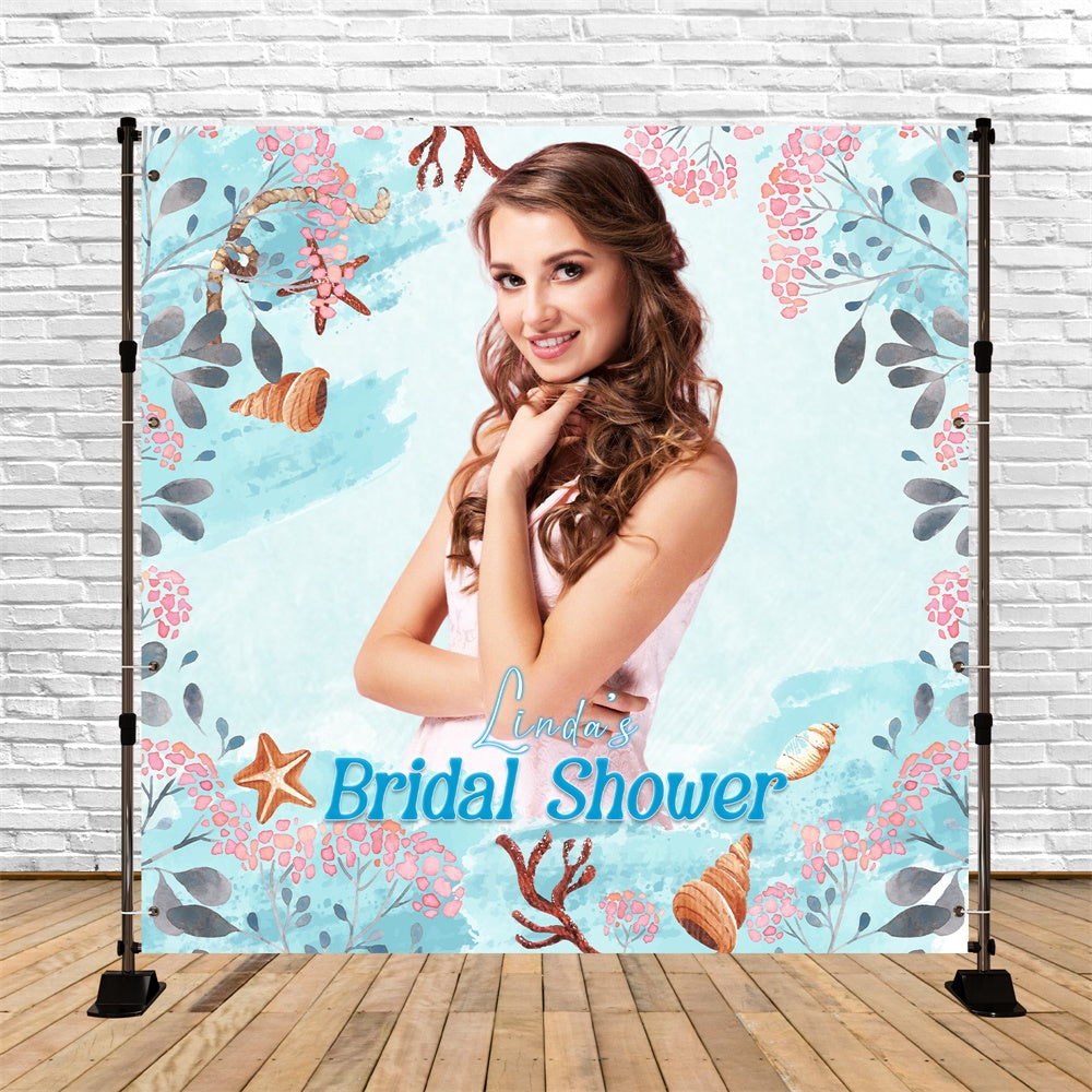 Toile de fond Bridal Shower Personnalisable Idées Coquillages Tropicaux LXX5-177