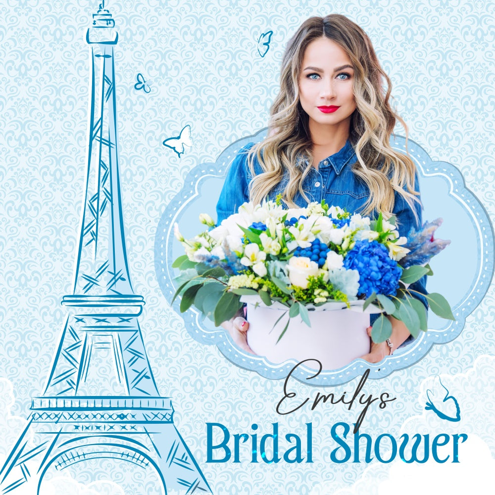 Toile de fond Bridal Shower Personnalisable Floral Chic Parisien LXX5-181