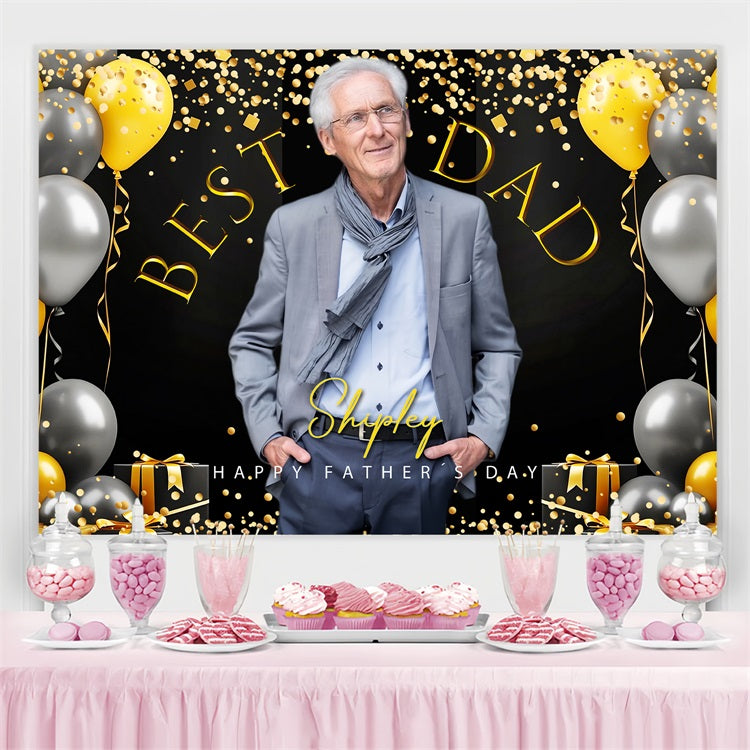Toile de fond Fête des Pères Ballons Dorés Confettis Personnalisée LXX5-38