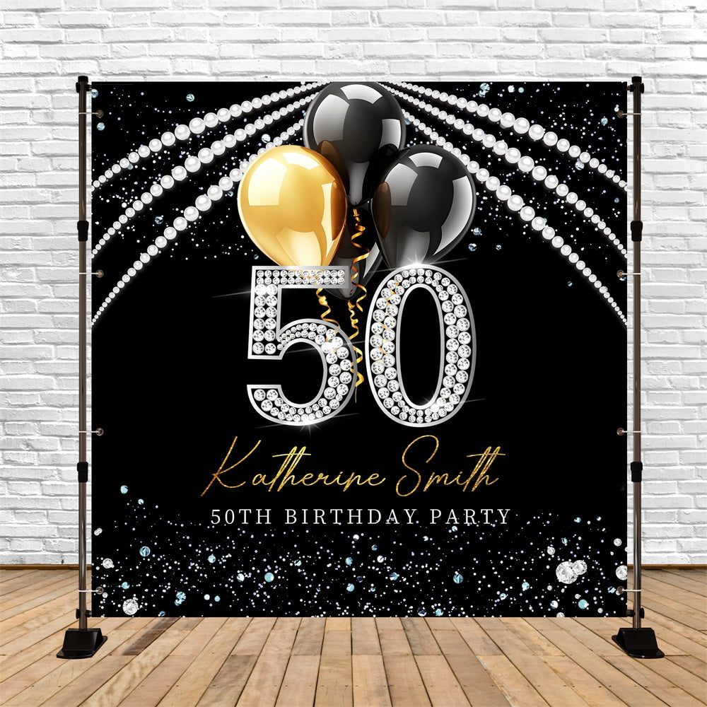 Toile de fond Deco Anniversaire Personnalisé Ballon Diamant Étincelant 50e LXX5-88