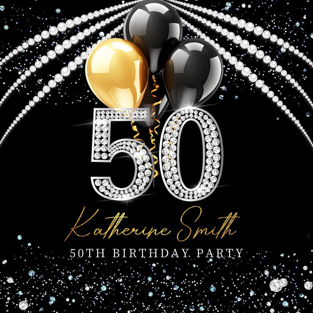 Toile de fond Deco Anniversaire Personnalisé Ballon Diamant Étincelant 50e LXX5-88