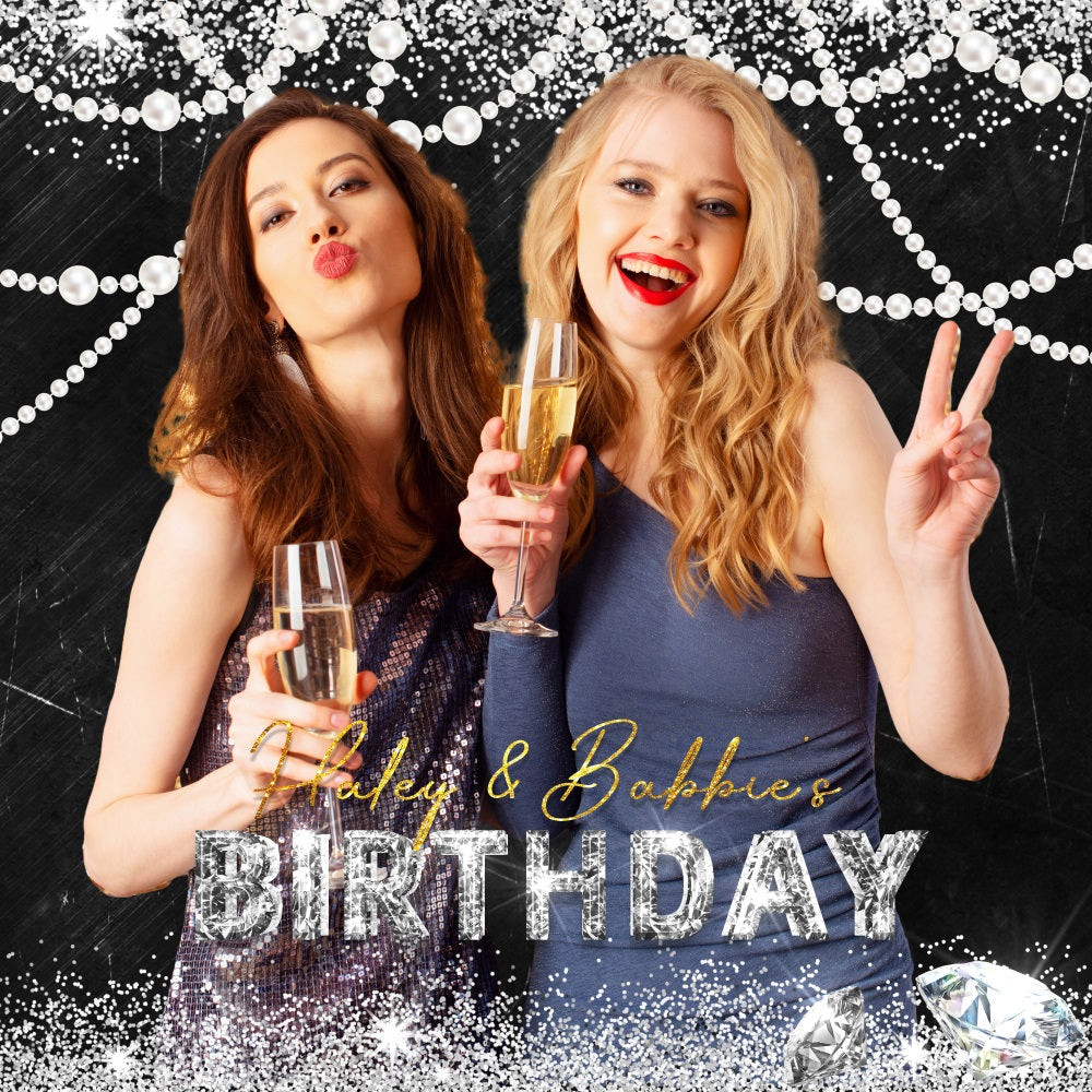 Toile de fond Photo Anniversaire Personnalisable Fête Étincelante LXX5-89