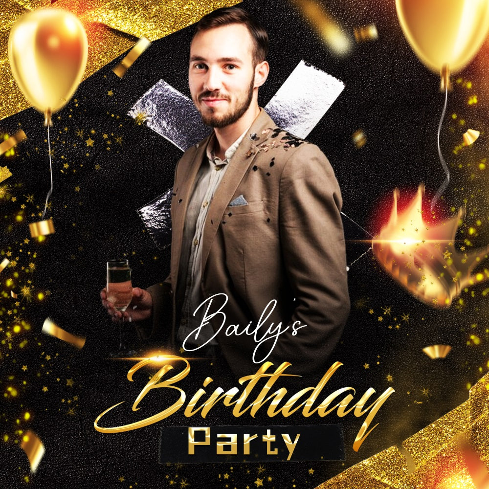 Toile de fond Anniversaire Personnalisé Idées Ballons Pailletés Fête LXX5-92