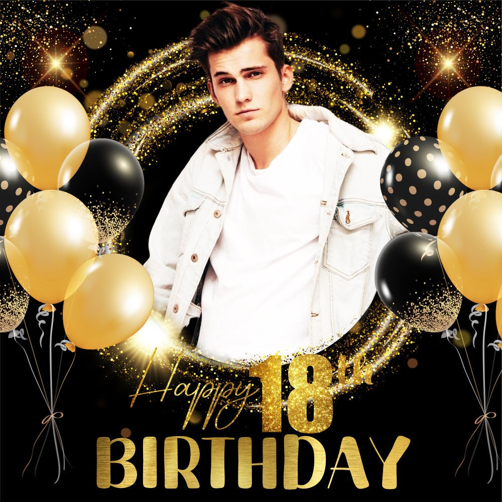 Toile de fond Photo Anniversaire Personnalisable Ballon Brillant 18e LXX5-99