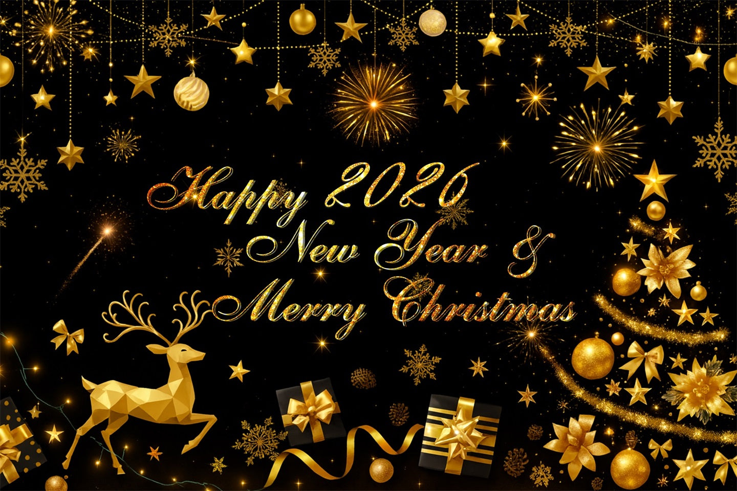 Fond pour le Nouvel An 2026 Étoiles dorées Célébration Fond pour le Nouvel An LXX510-11