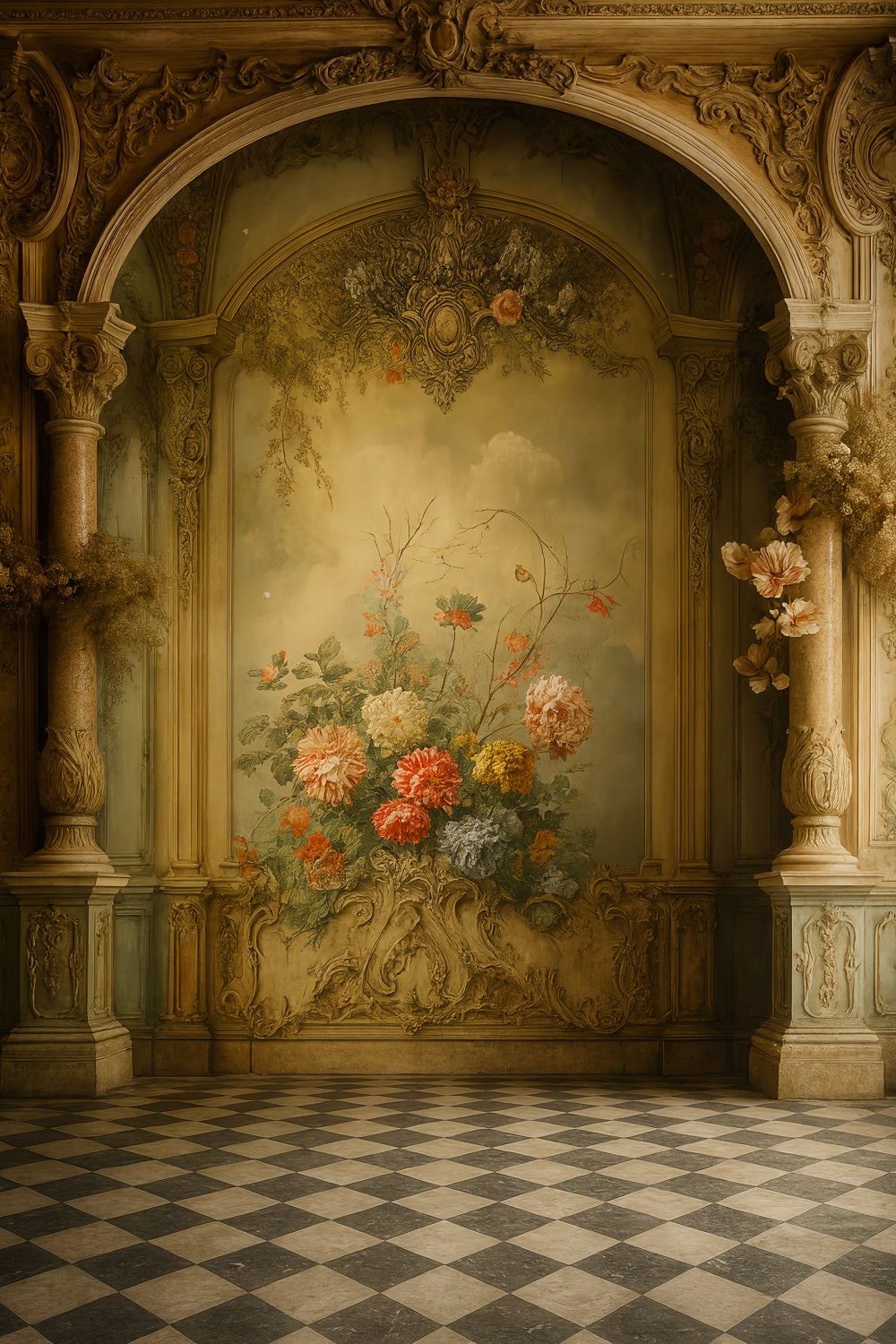 Fond mural vintage Arche baroque Bloom Hall Fond victorien LXX510-127