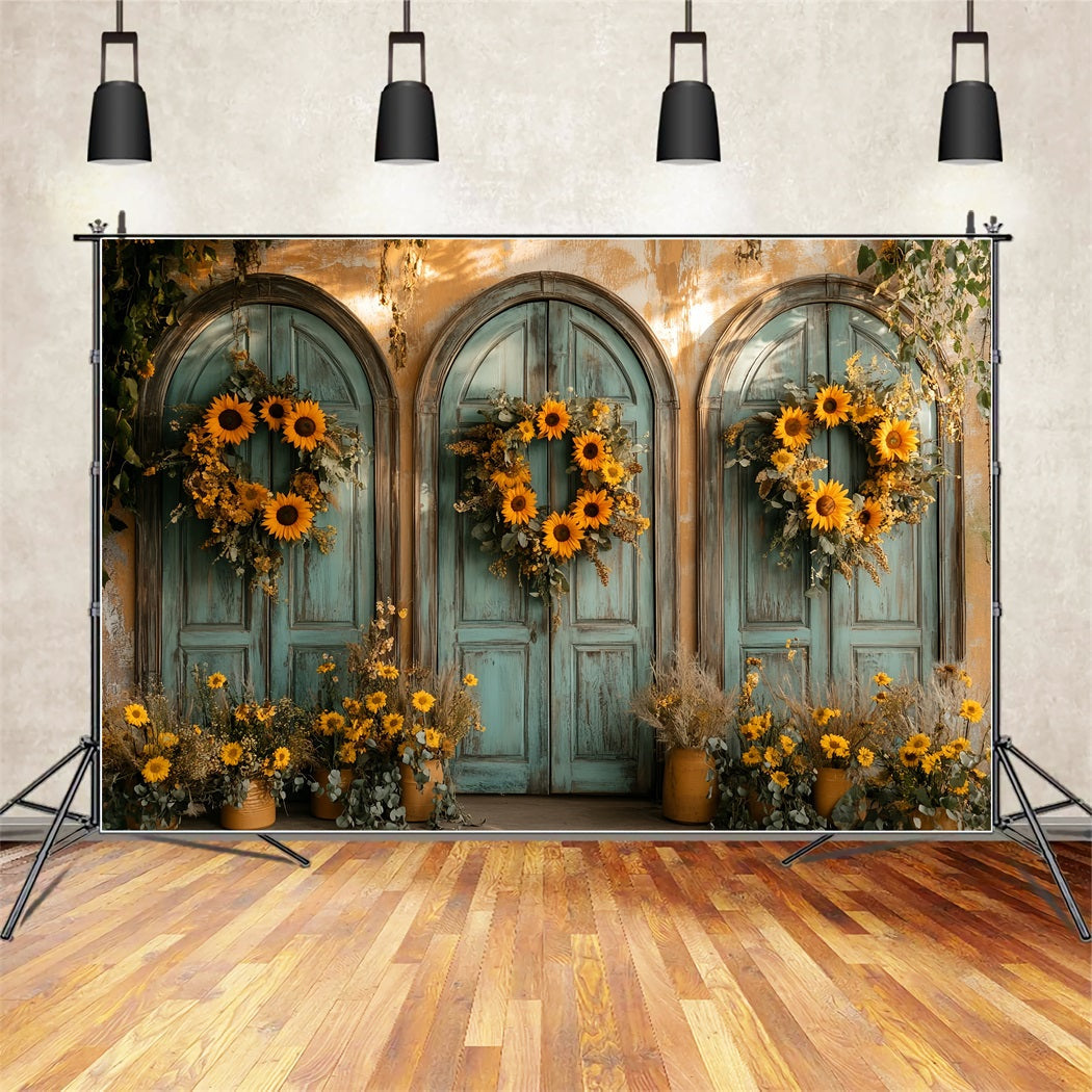 Fond mural vintage Arche de tournesols Porte Charme Fond photo victorien LXX510-132