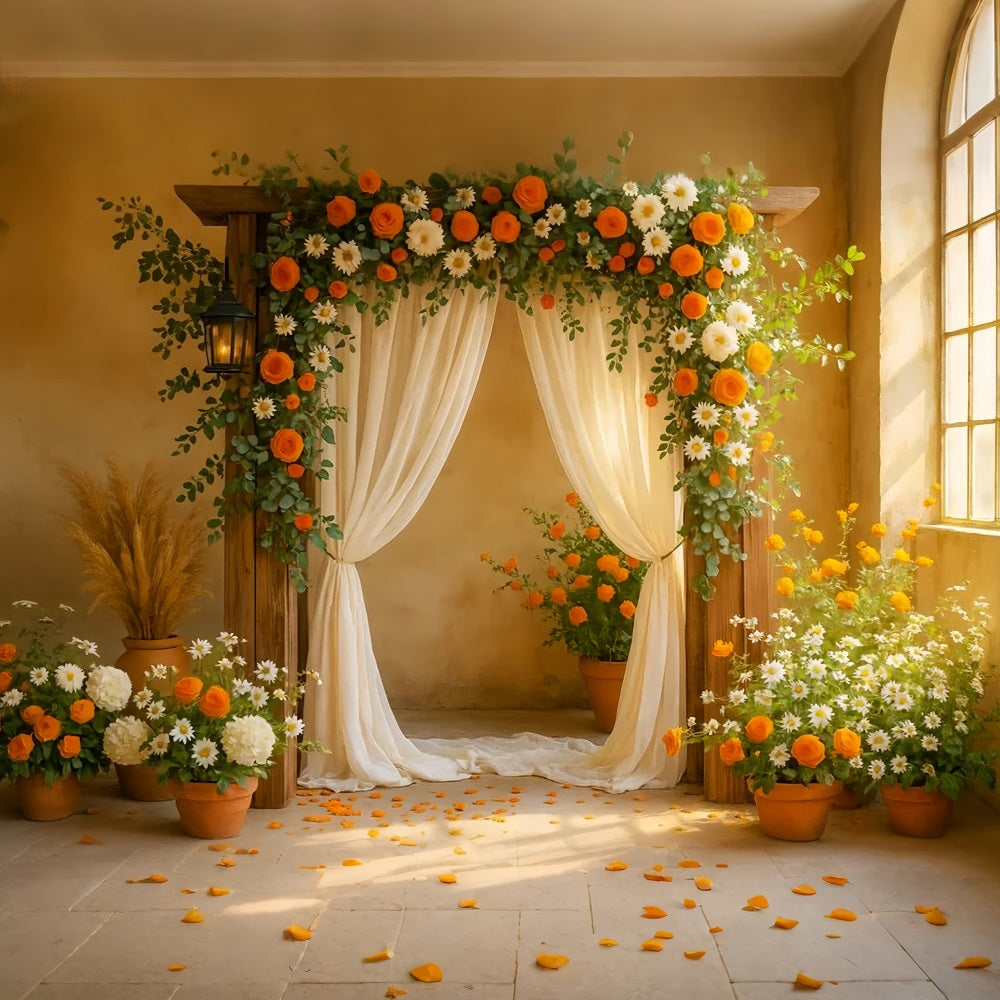 Fond floral d'automne Arche florale Romance d'automne Fonds pour Thanksgiving LXX510-32