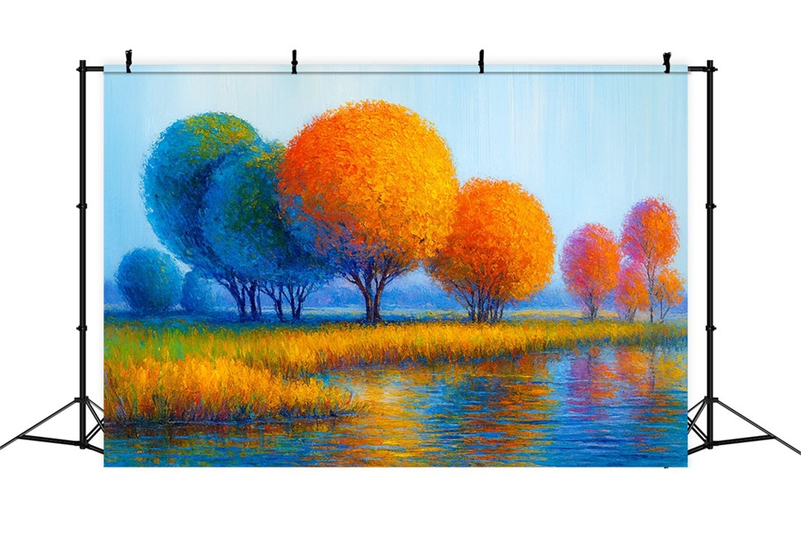 Fond automnal Arbres colorés Reflet automnal Fond photo pour Thanksgiving LXX510-43