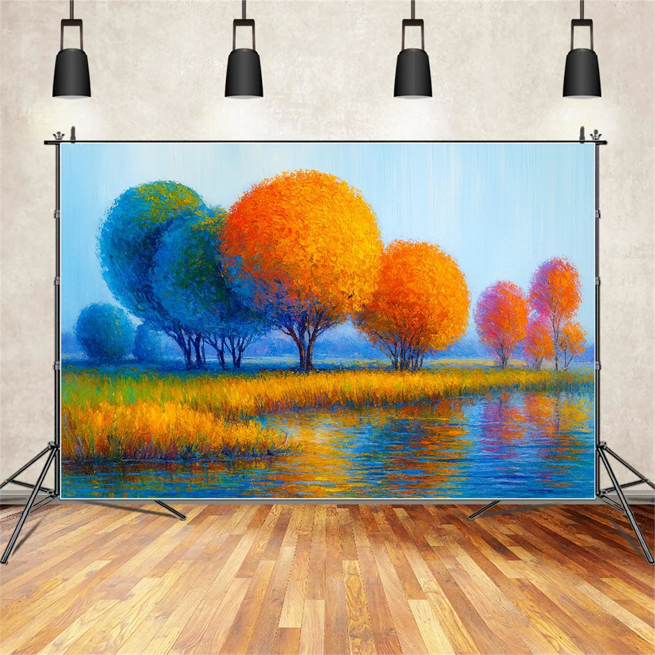 Fond automnal Arbres colorés Reflet automnal Fond photo pour Thanksgiving LXX510-43