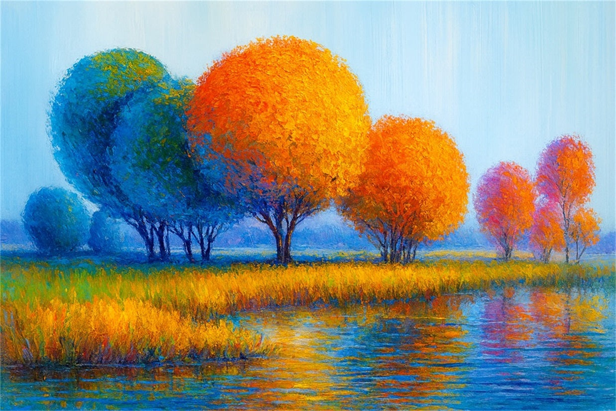 Fond automnal Arbres colorés Reflet automnal Fond photo pour Thanksgiving LXX510-43