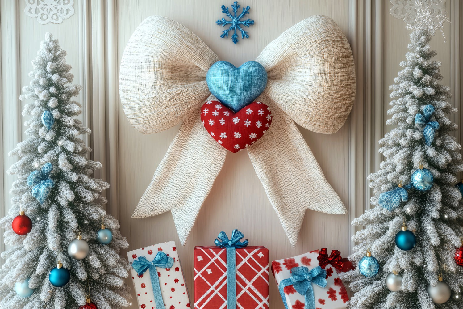 Fond hivernal Arbres givrés Cœur Ruban Fond photo hivernal LXX510-57