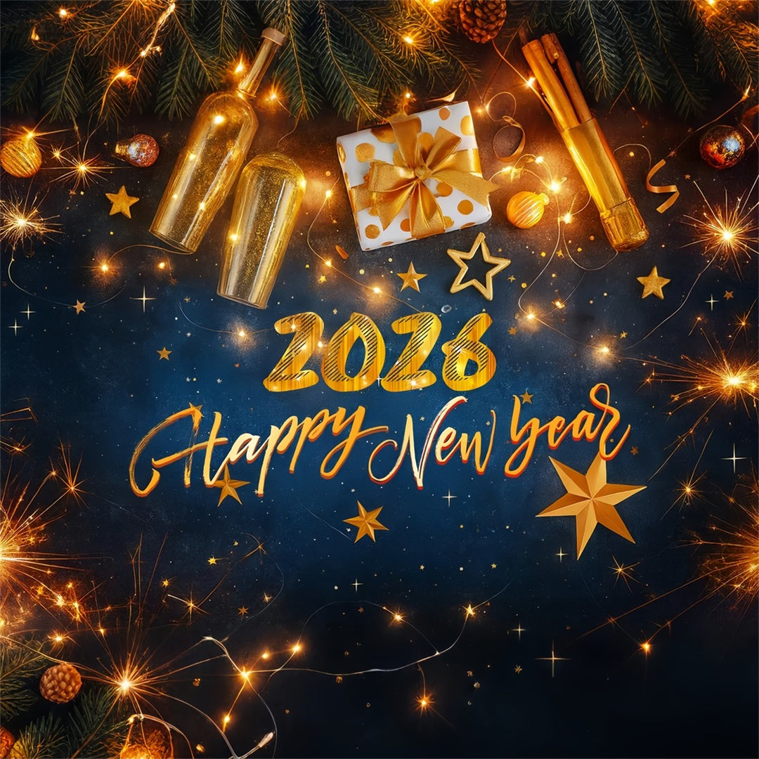 Fond pour le réveillon du Nouvel An Cadeaux Lumières Paillettes Élégance Fond pour le réveillon du Nouvel An LXX510-7