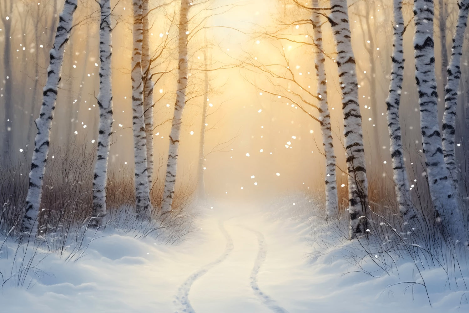 Fond d'hiver Pays des merveilles Bouleau doré Sentier d'hiver Fond d'hiver LXX510-77