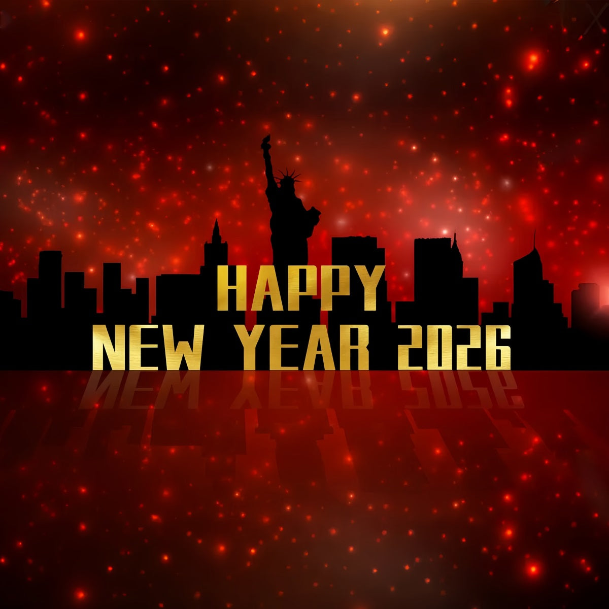 Fond photo pour le Nouvel An Silhouette de la statue de la Liberté Fond photo pour le Nouvel An LXX510-9