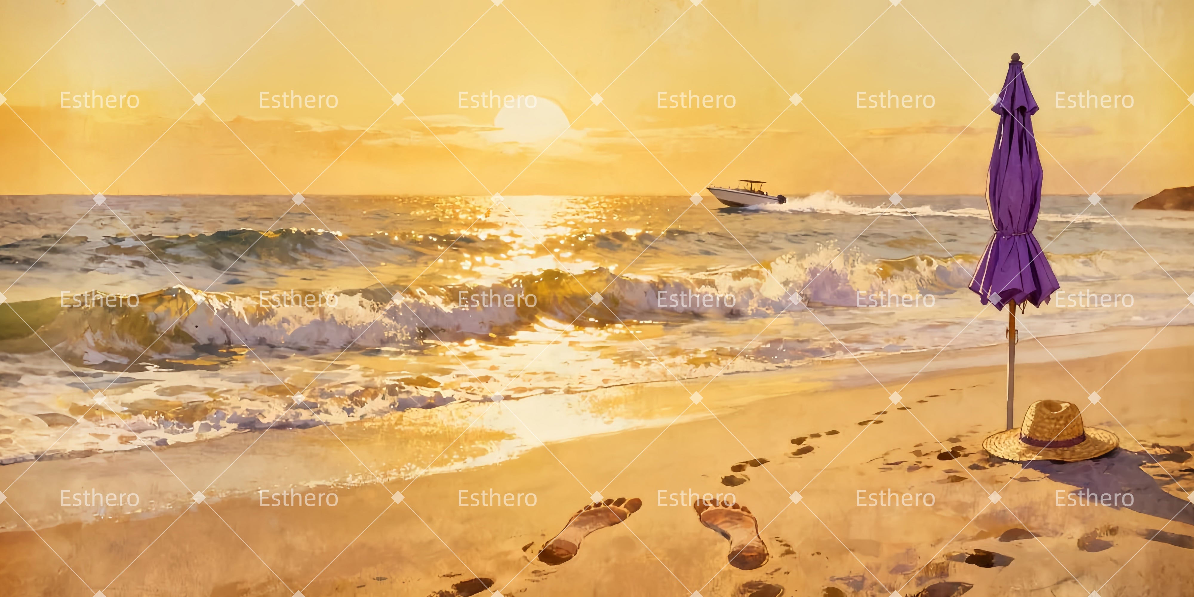 Toile de fond Theatre Plage au Coucher du Soleil LXX510-T18