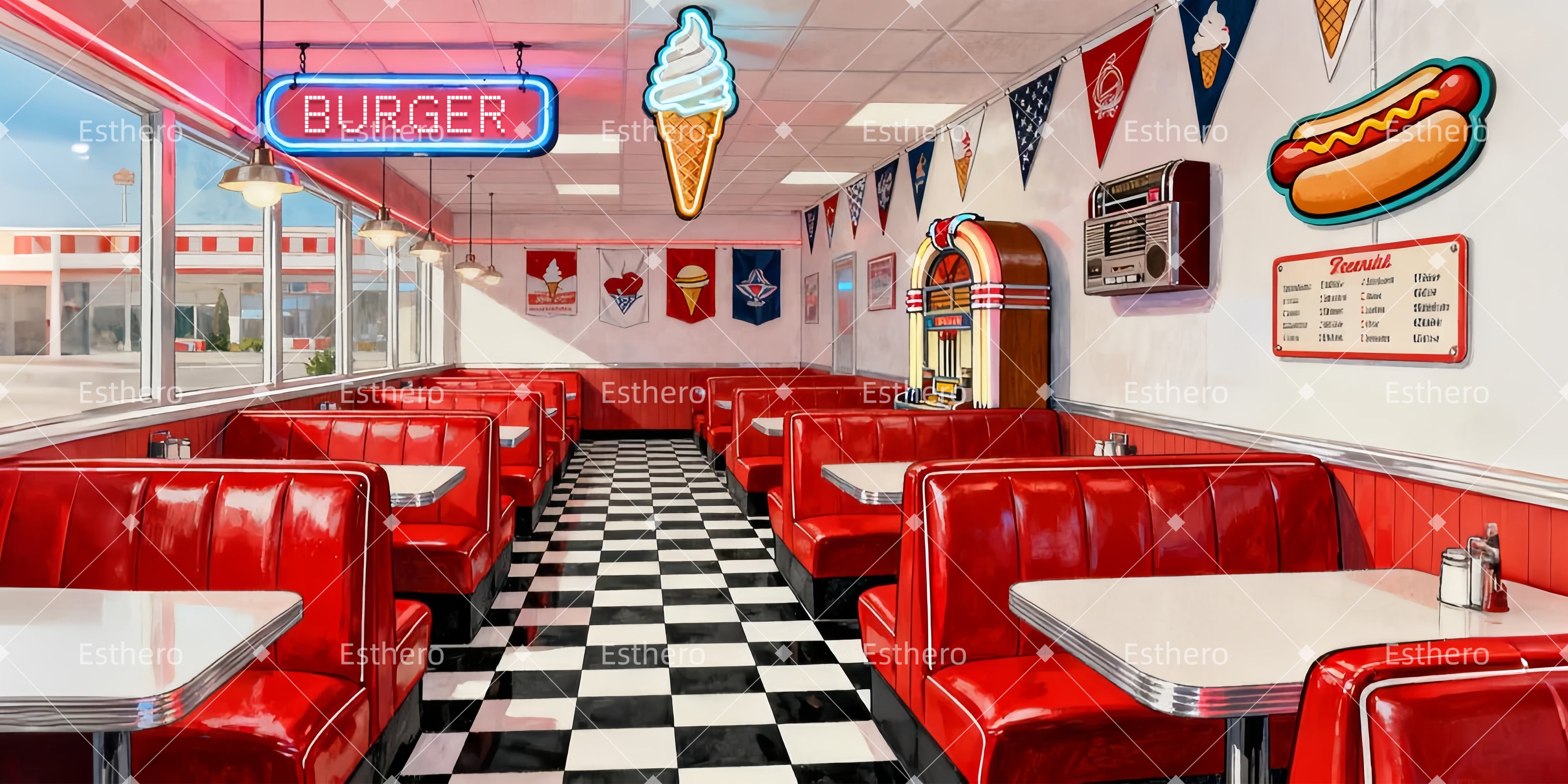 Fond de Scène Dîner Classique Rouge LXX510-T19