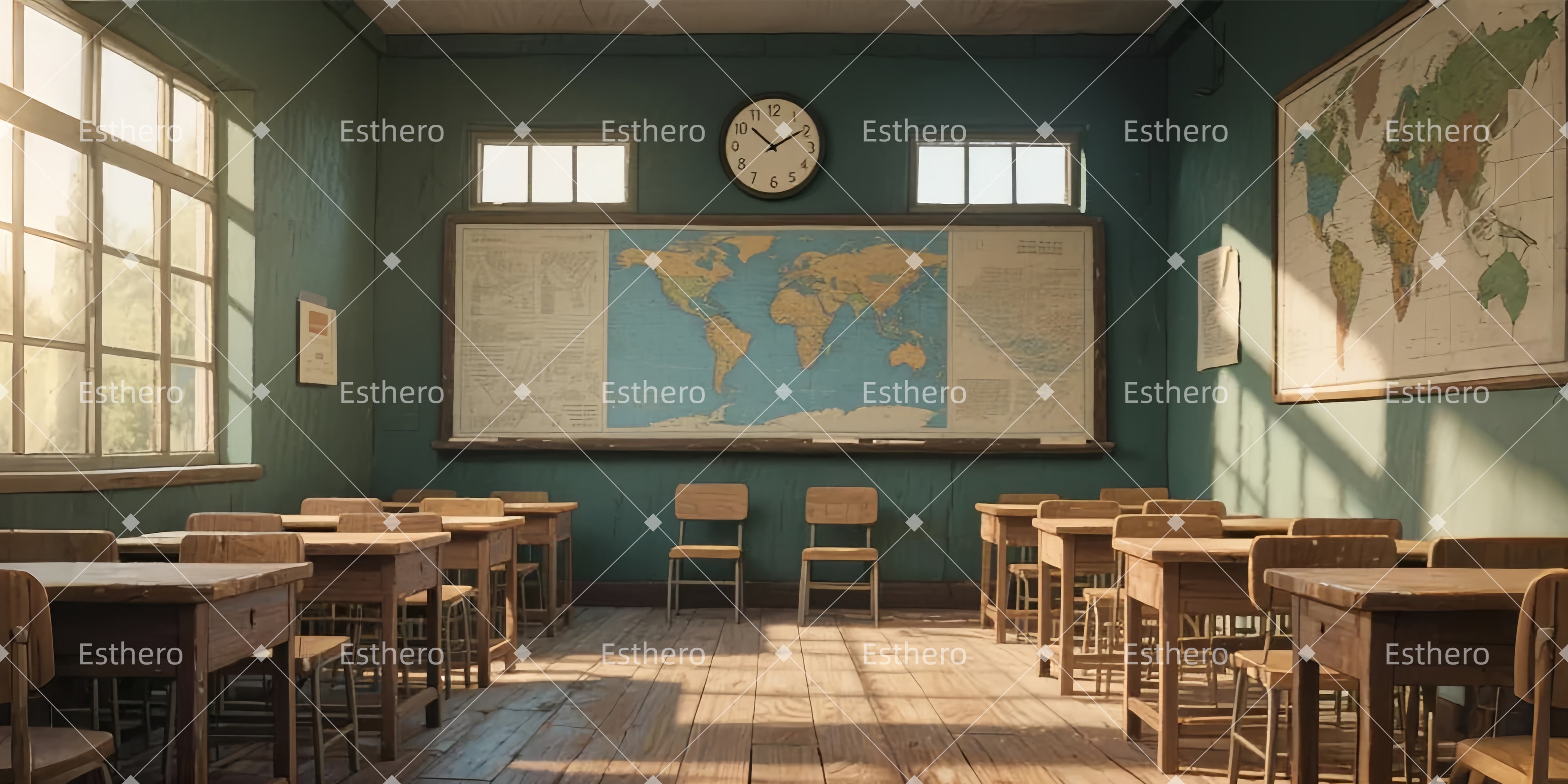 Fond de Scène Théâtre Salle de Classe Vintage LXX510-T23