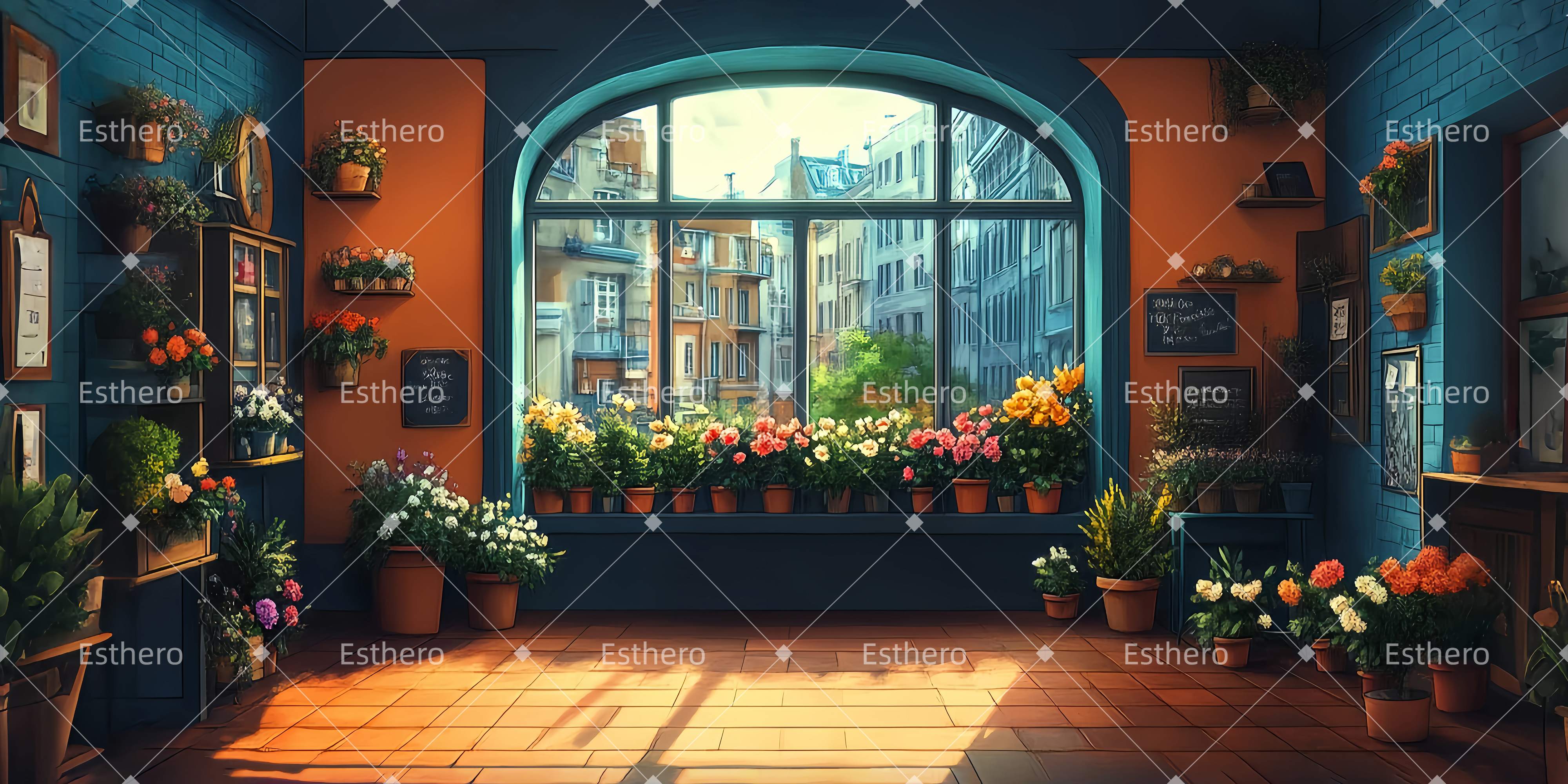 Toile de fond de Theatre Intérieur Boutique De Fleurs LXX511-T10