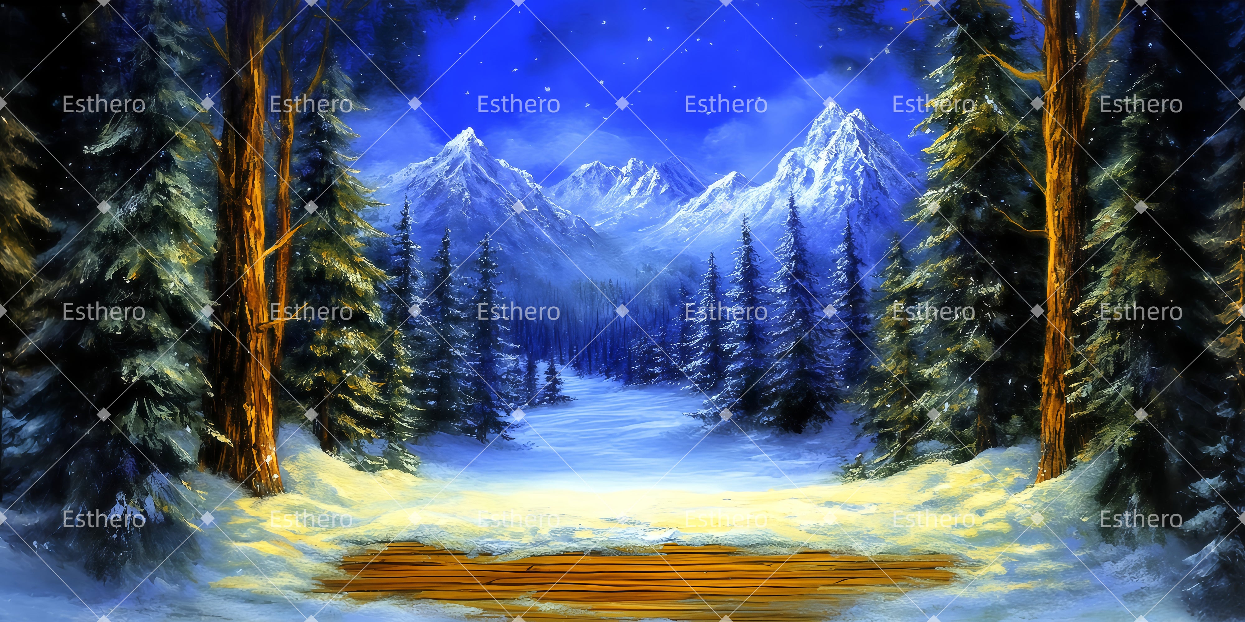 Toile de fond de Theatre Paysage hivernal bleu LXX511-T112