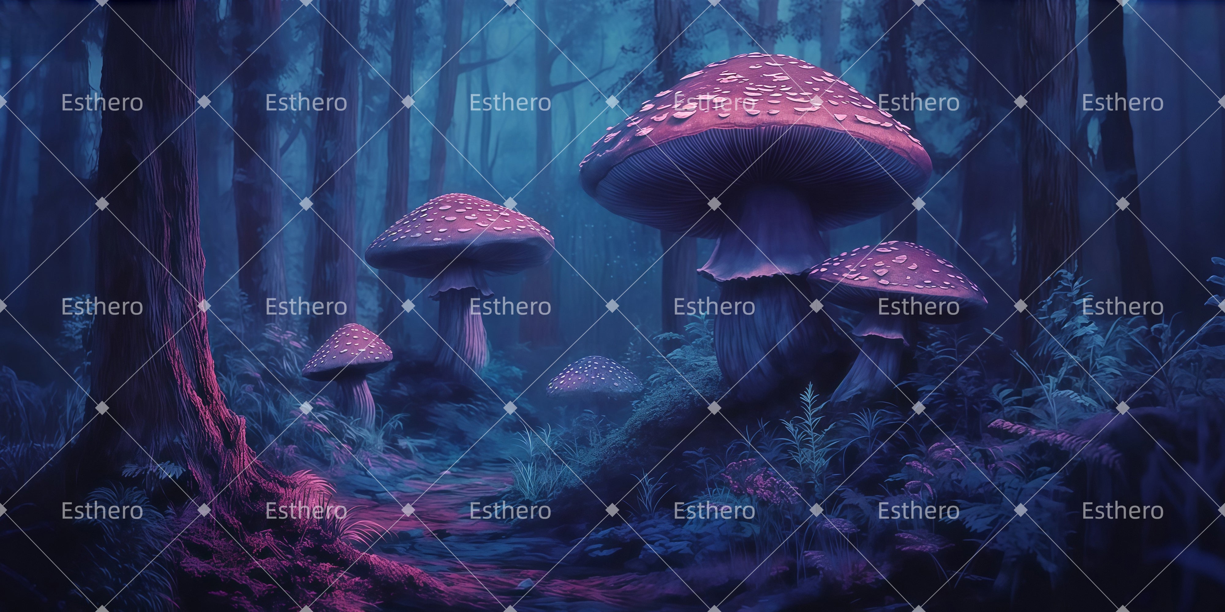 Fond de Scene Bosquet magique au crépuscule LXX511-T119