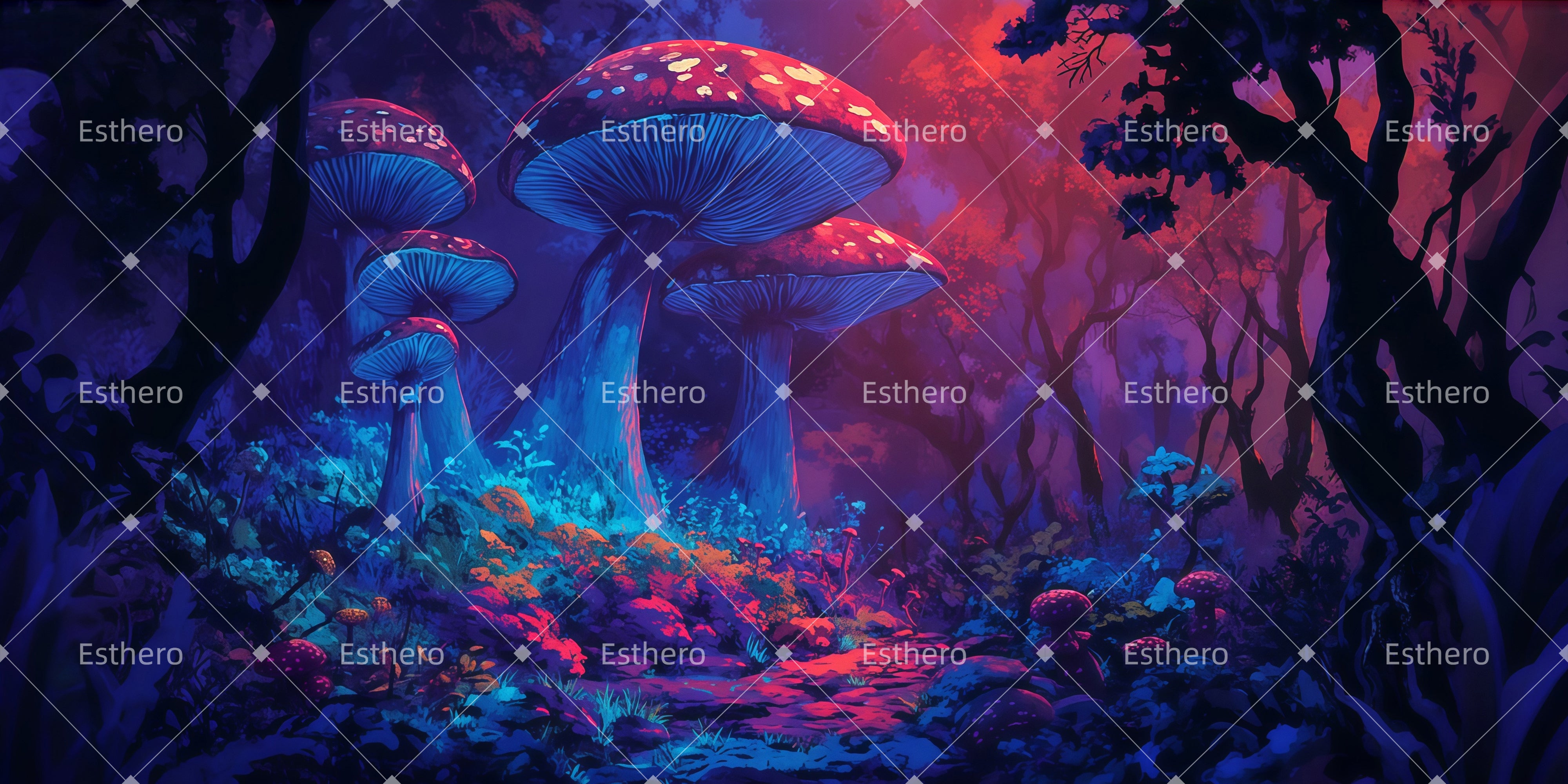 Fond de Scene Forêt mystique des champignons LXX511-T120