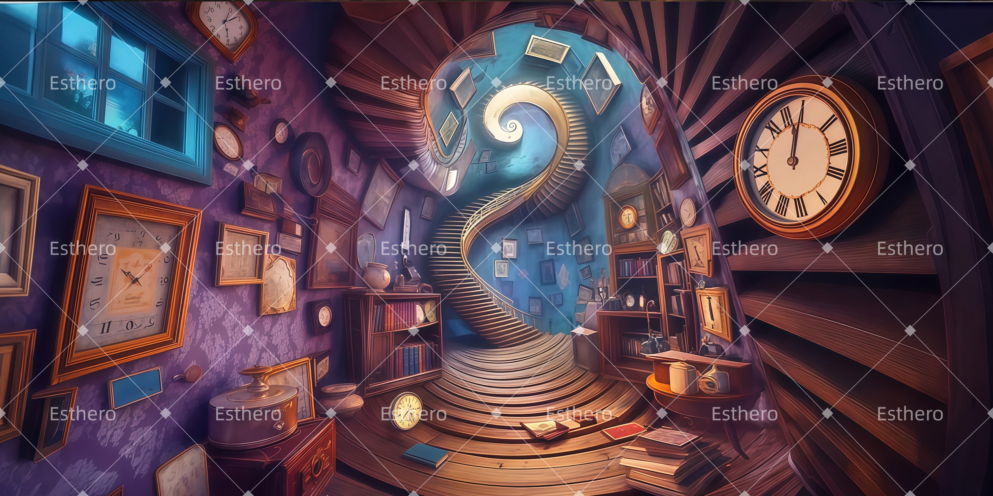 Fond de Scène Salle de l'horloge tordue LXX511-T122