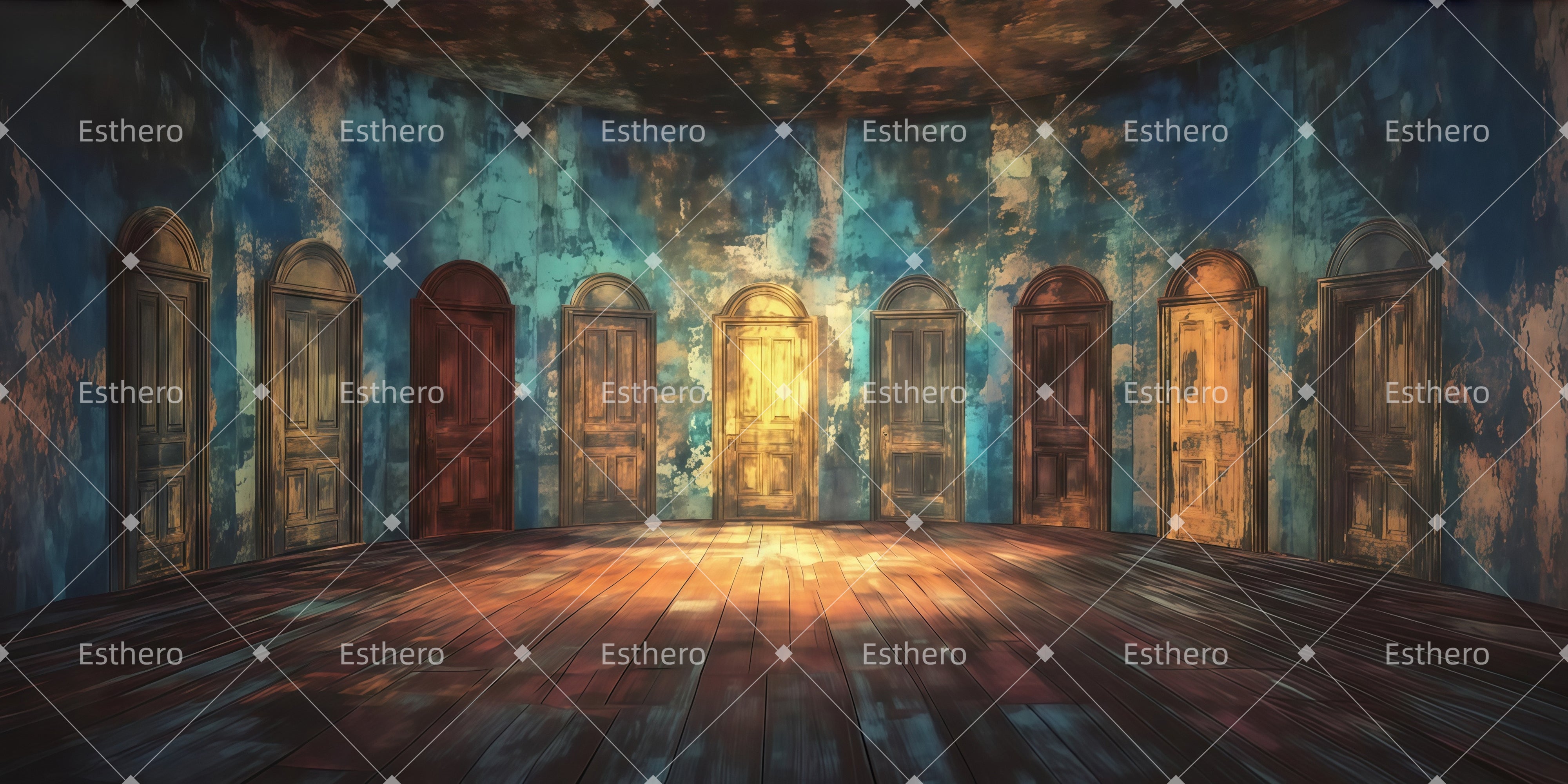 Fond de Scene Theatre Hall aux portes mystérieuses LXX511-T124