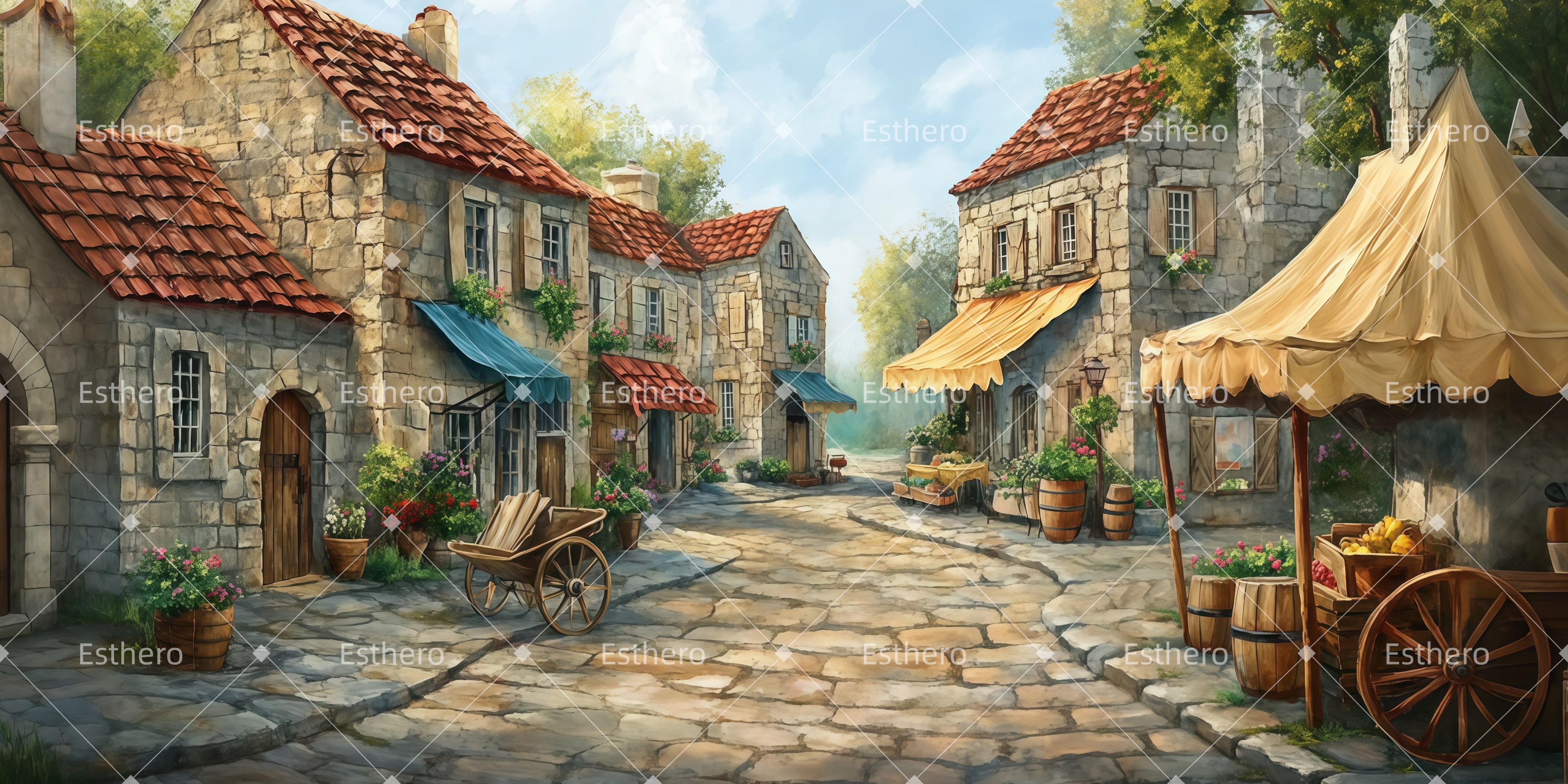 Fond de Scene Theatre Charmante place du marché LXX511-T125