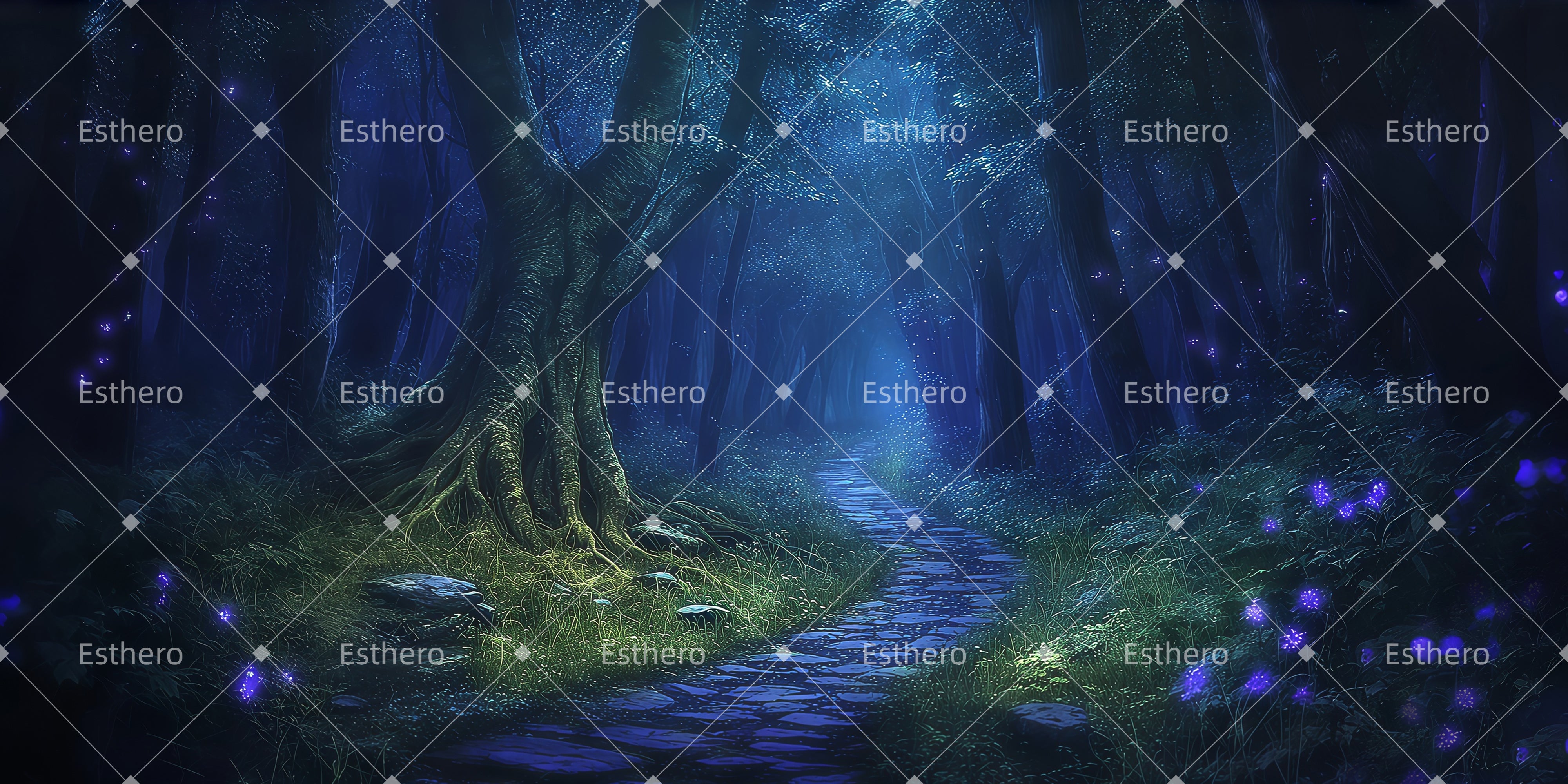 Fond de Scène Sentier enchanté dans la forêt LXX511-T130