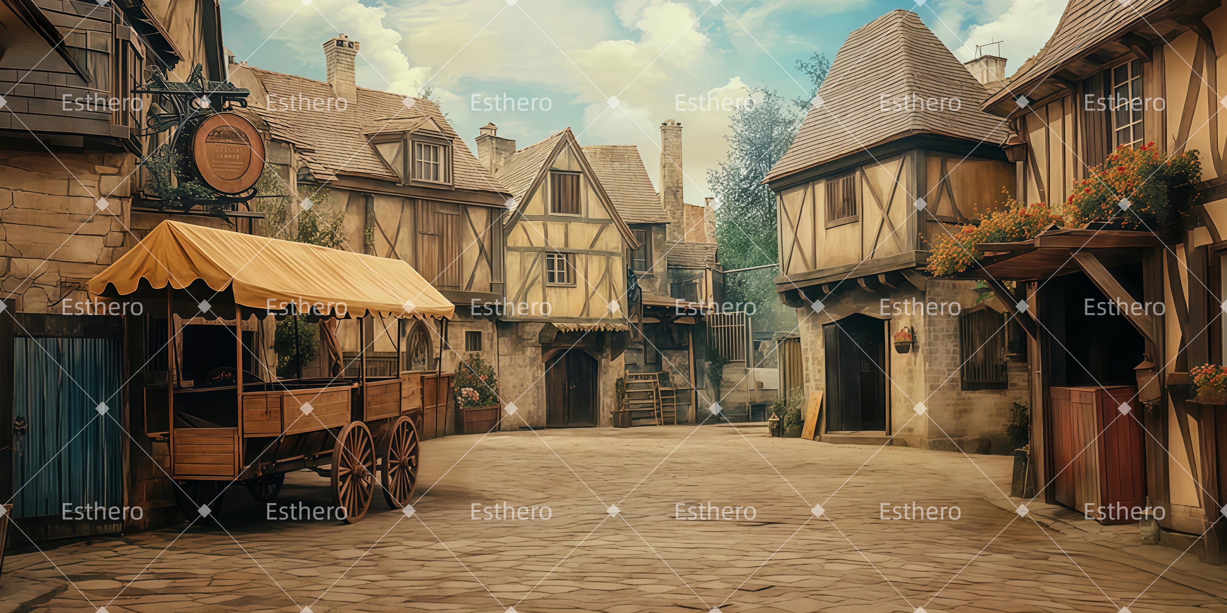 Fond de Scene Marché du village LXX511-T132