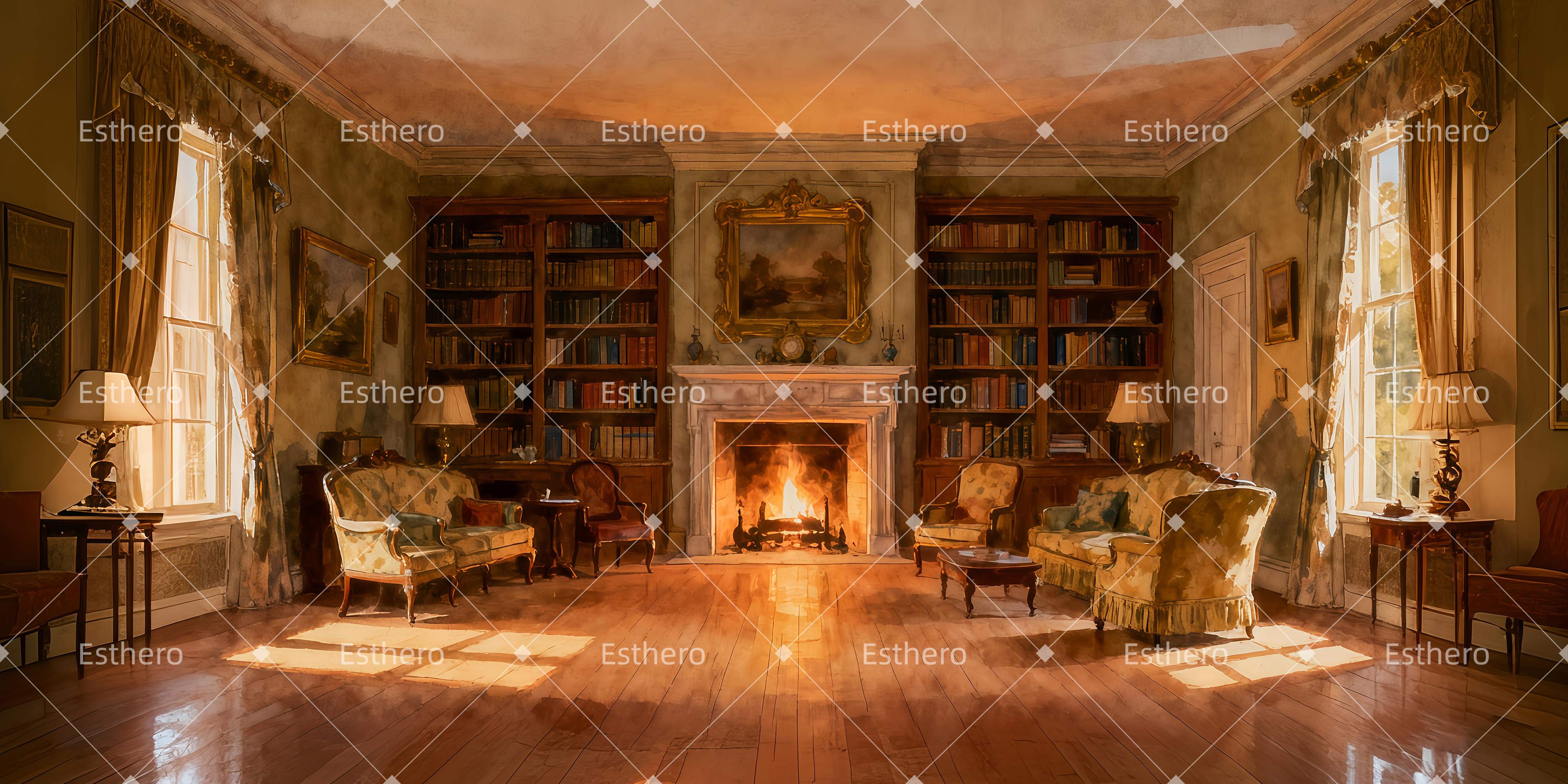 Fond de Scene Theatre Salon De Manoir Classique LXX511-T51