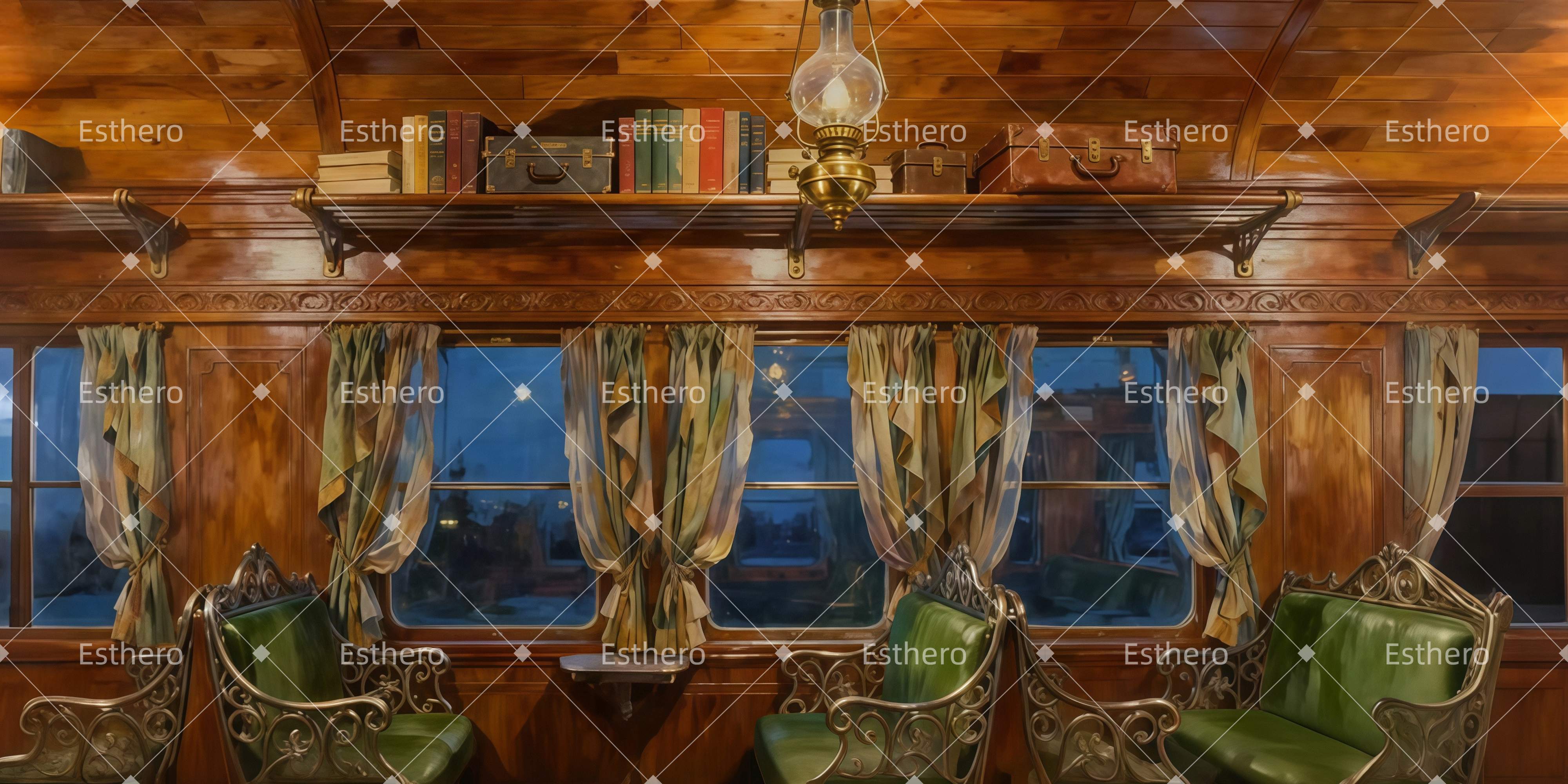 Fond de Scene Intérieur De Carrosse En Bois LXX511-T67