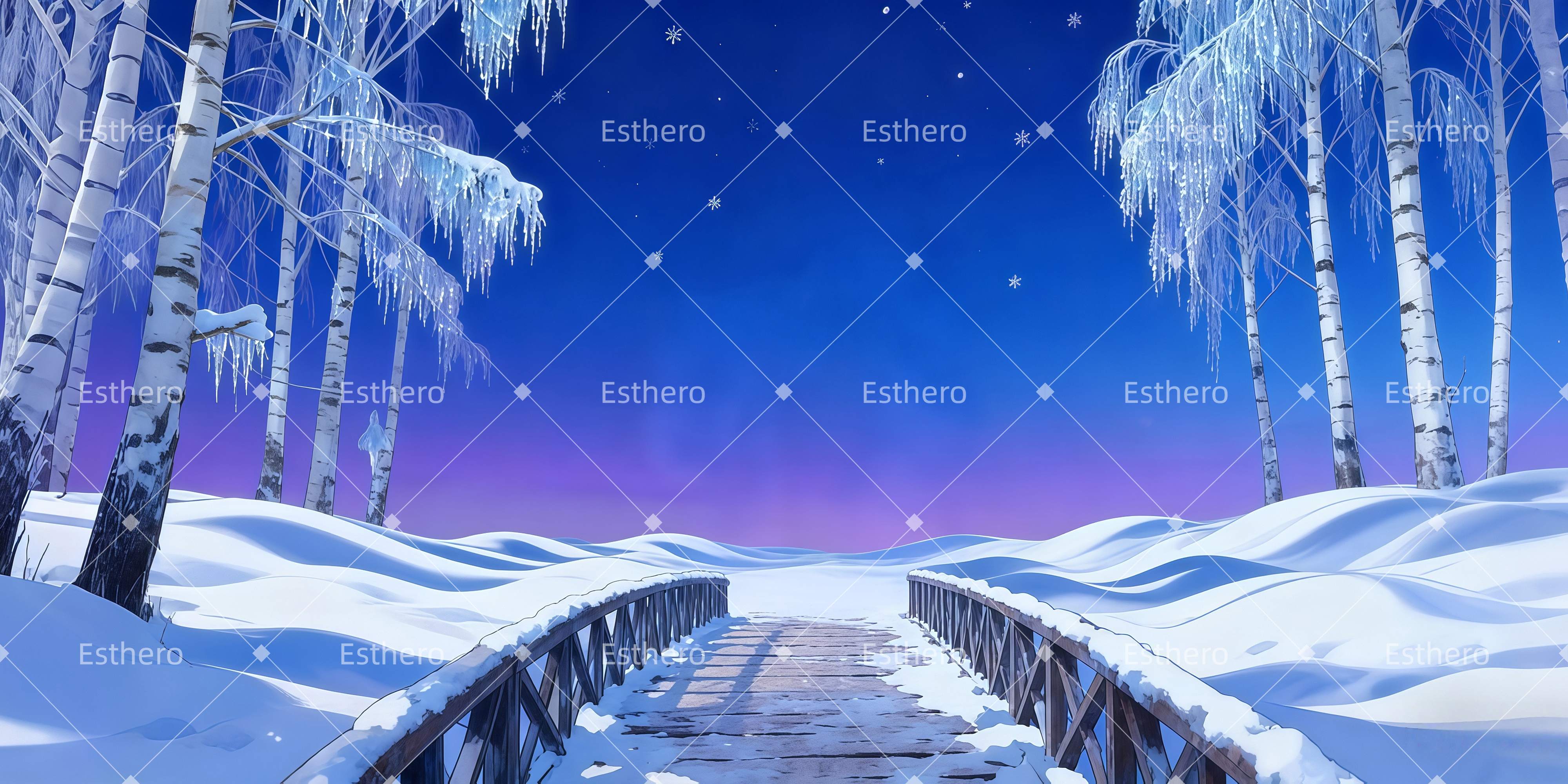 Fond de Scène Vallée De Bouleaux Cristallins LXX511-T89