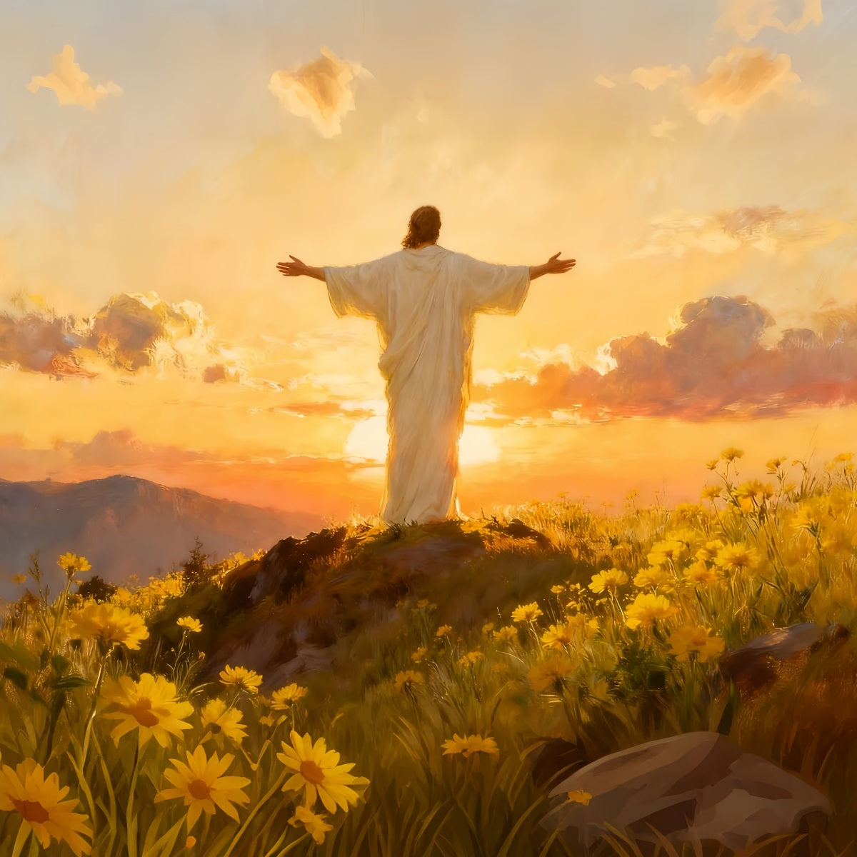 Fond d'église pour Pâques Christ ressuscité Aube dorée Fonds religieux pour Pâques LXX512-133