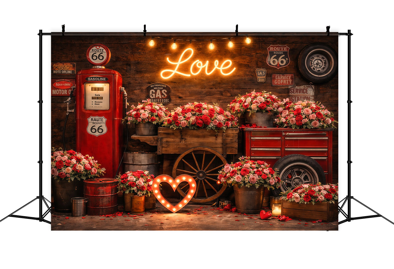 Fond photo pour la Saint-Valentin Garage vintage Roses Fonds d'amour LXX512-176