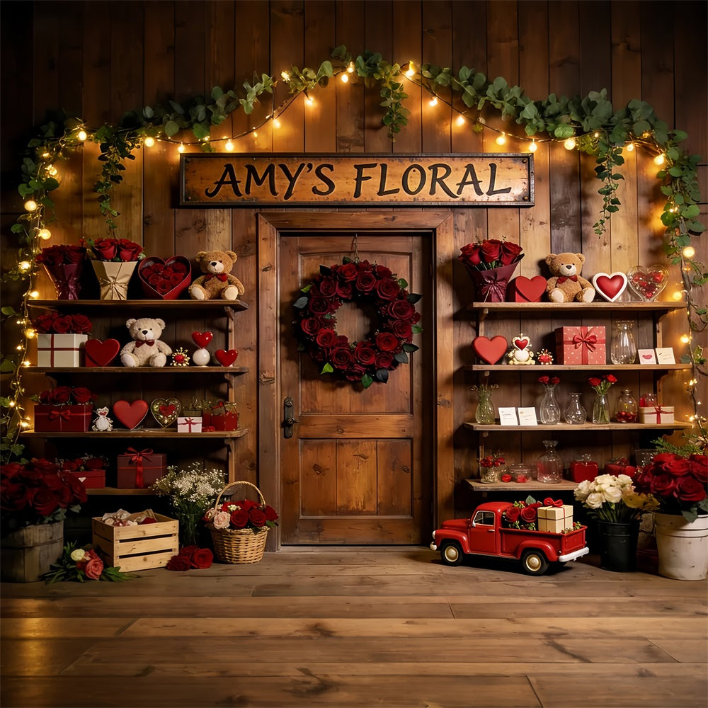 Fond ours en peluche pour la Saint-Valentin Boutique florale rustique Fond romantique LXX512-57