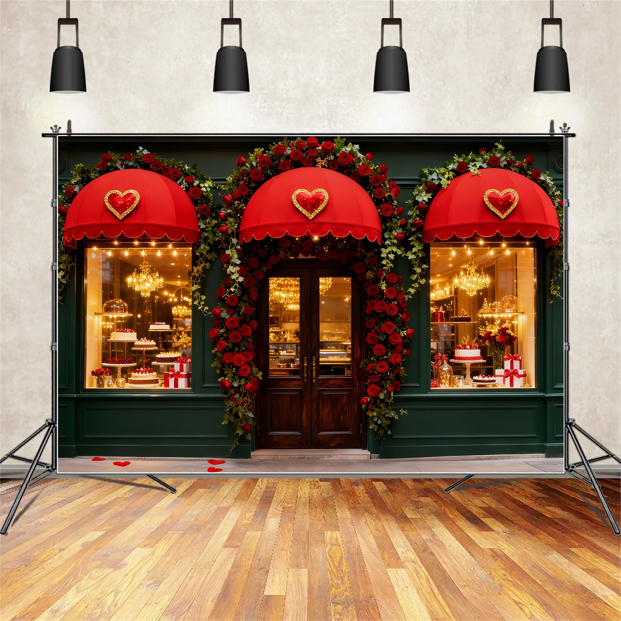 Fond romantique avec des roses et des cœurs Fond pour la Saint-Valentin avec une confiserie LXX512-67