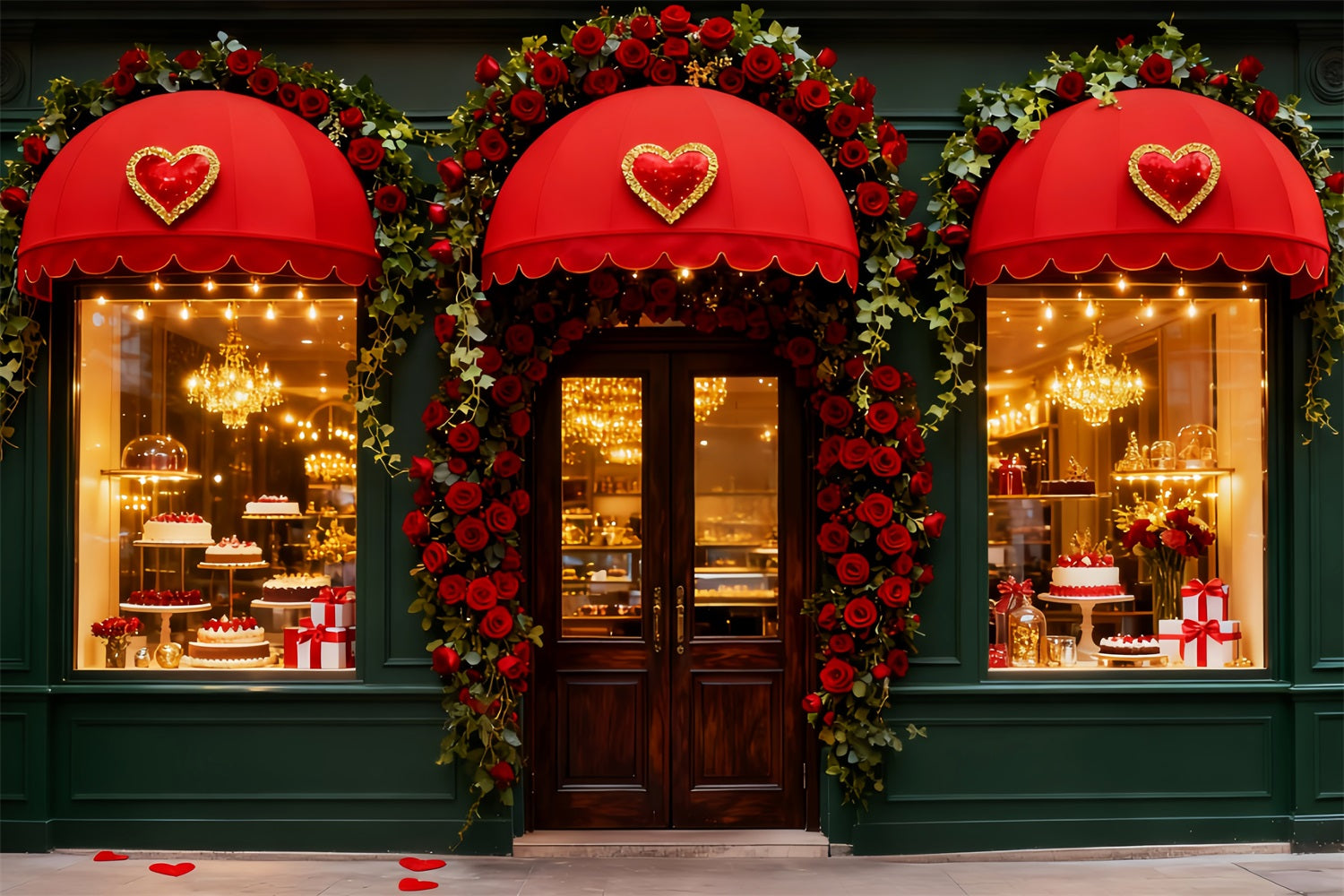 Fond romantique avec des roses et des cœurs Fond pour la Saint-Valentin avec une confiserie LXX512-67