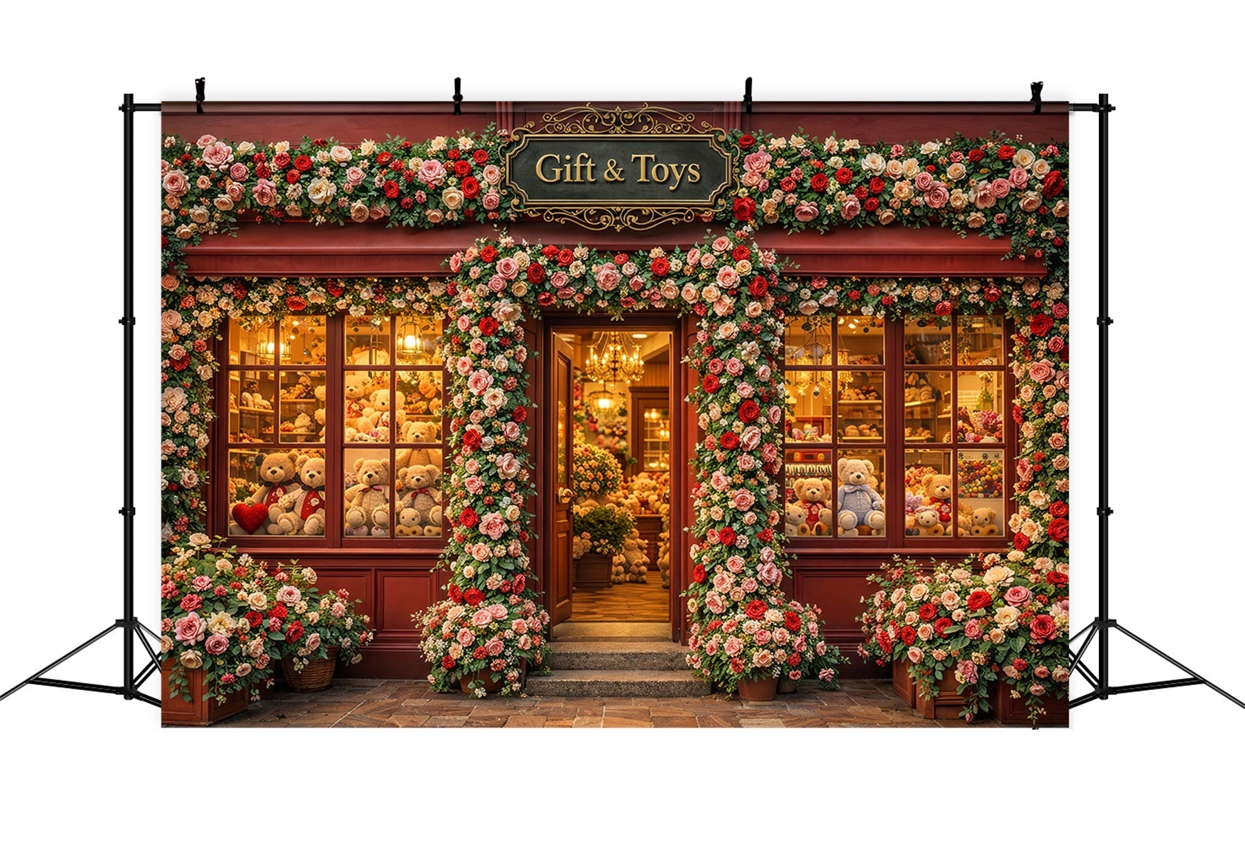 Fond ours en peluche pour la Saint-Valentin Fleurs Boutique de cadeaux Rose Fond romantique LXX12-81