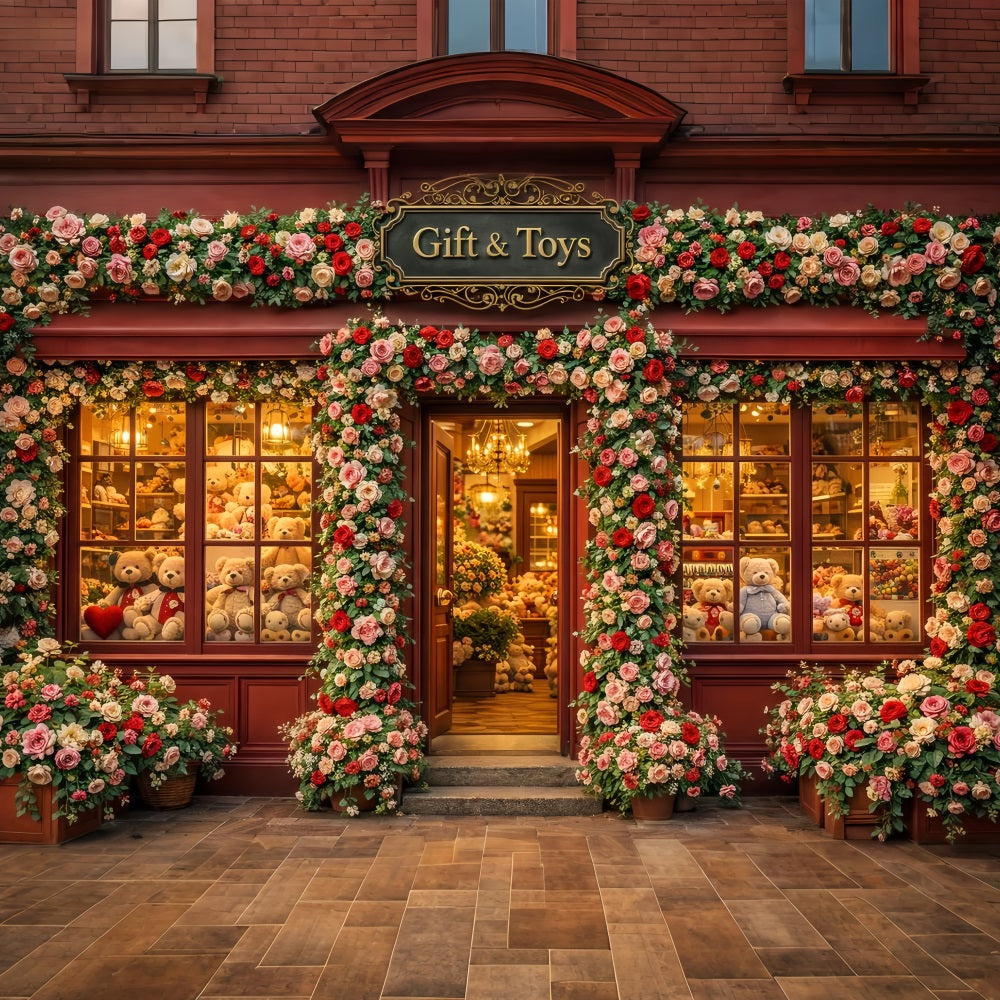 Fond ours en peluche pour la Saint-Valentin Fleurs Boutique de cadeaux Rose Fond romantique LXX12-81