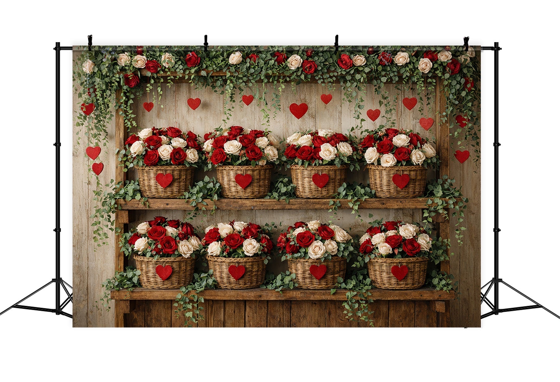 Fond rose rouge Mur floral rustique Fond Valentine simple LXX512-87
