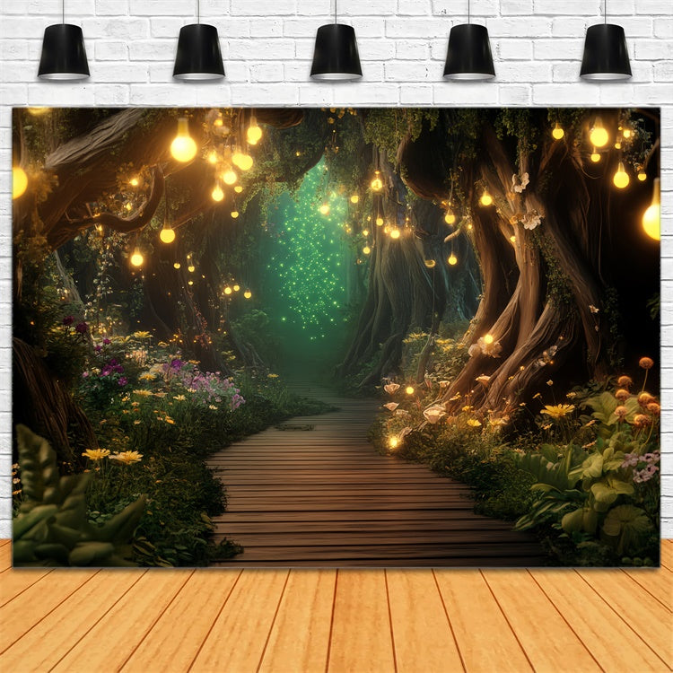 Toile de fond Forêt Conte Passage Lanterne Magique LXX57-108