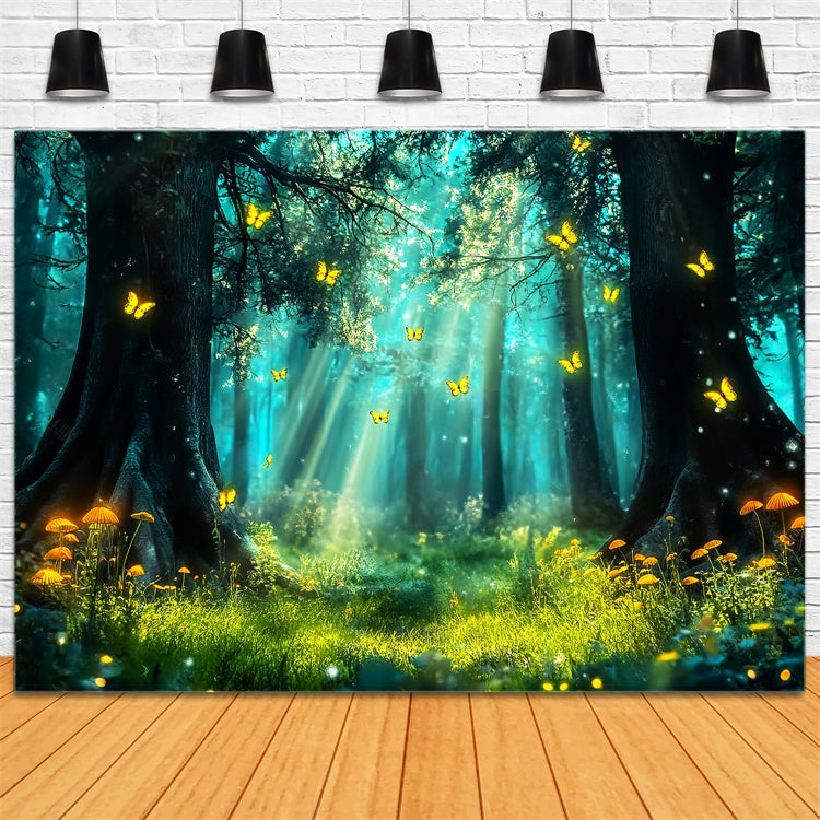 Toile de fond Photo Forêt Fantaisie Refuge Papillon Lumineux LXX57-114