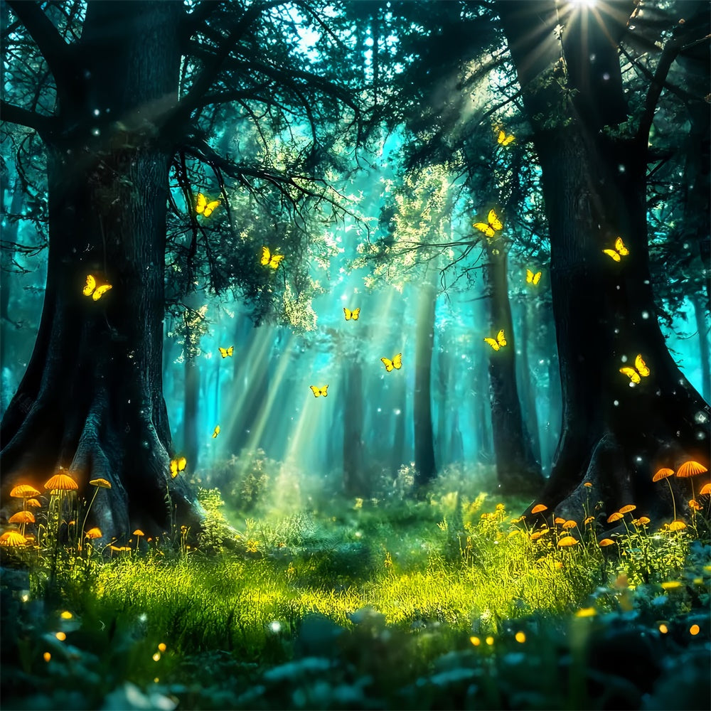 Toile de fond Photo Forêt Fantaisie Refuge Papillon Lumineux LXX57-114