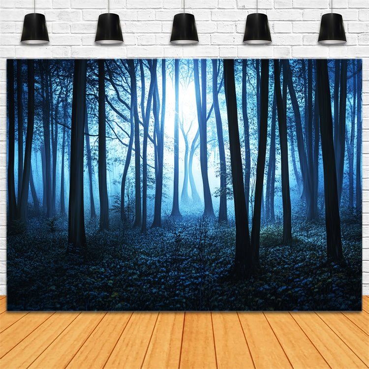 Toile de fond Forêt Sombre Brouillard Minuit Bosquet LXX57-115